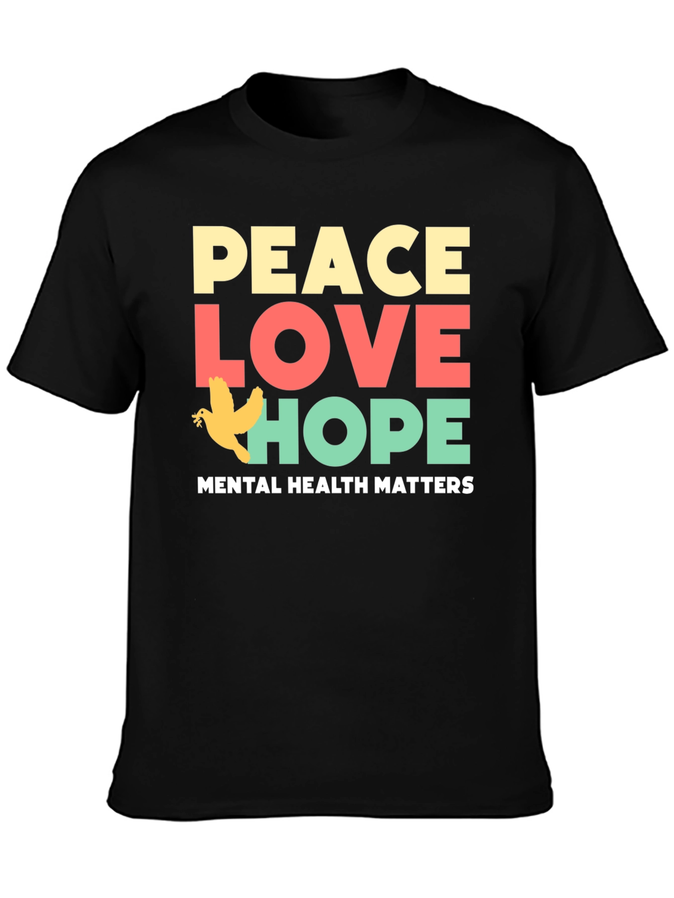 Black Peace Love Hope T-Shirt Mental Health Awareness Tee view 3