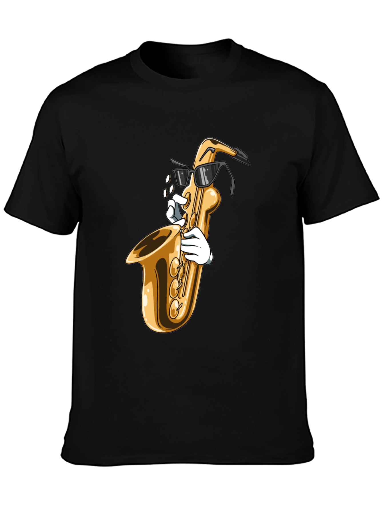 Black Cool Saxophone Graphic Tee - Music Lover Shirt view 3