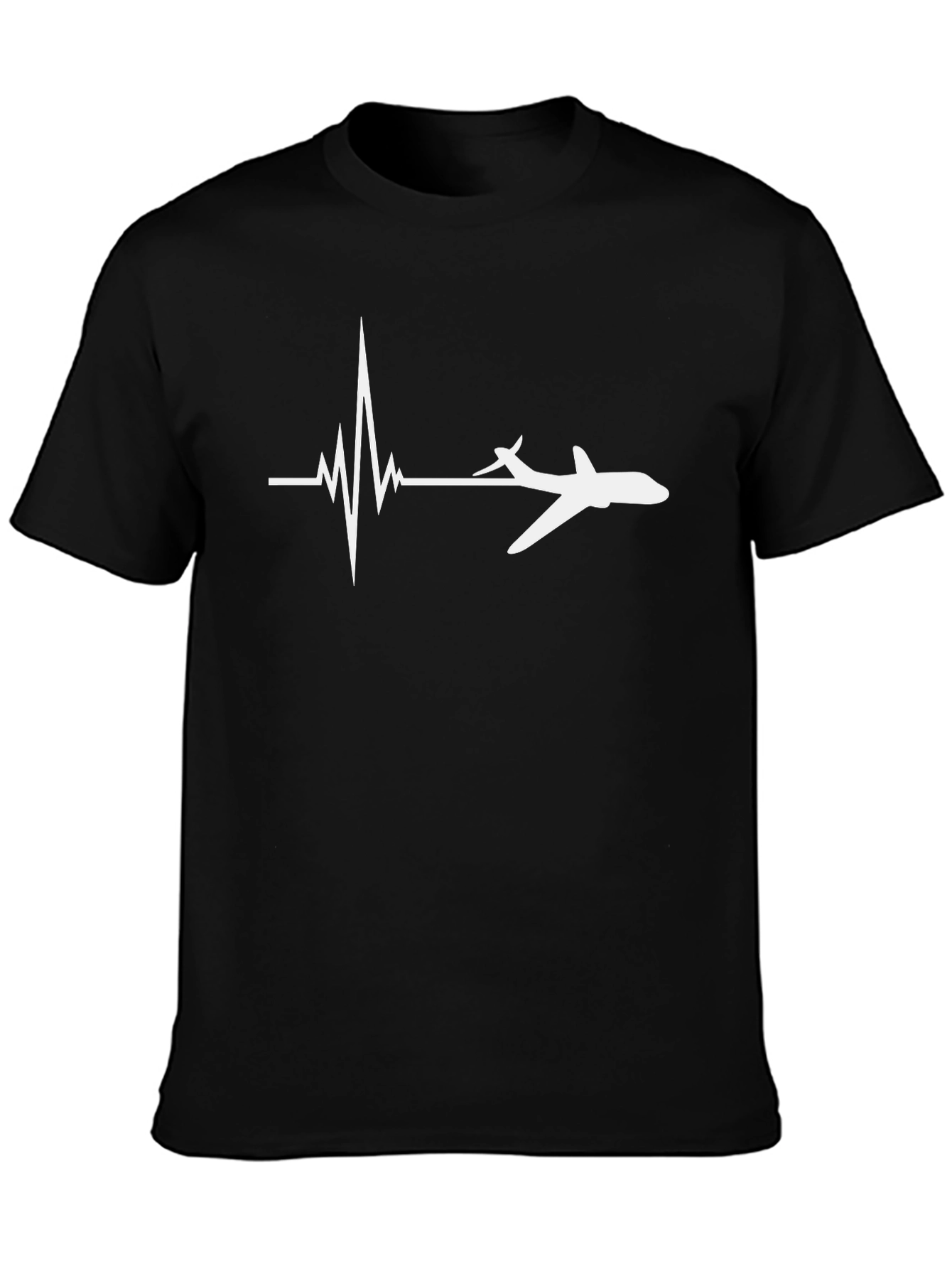 Black Pilot Heartbeat T-Shirt - Aviation Lover Tee view 3