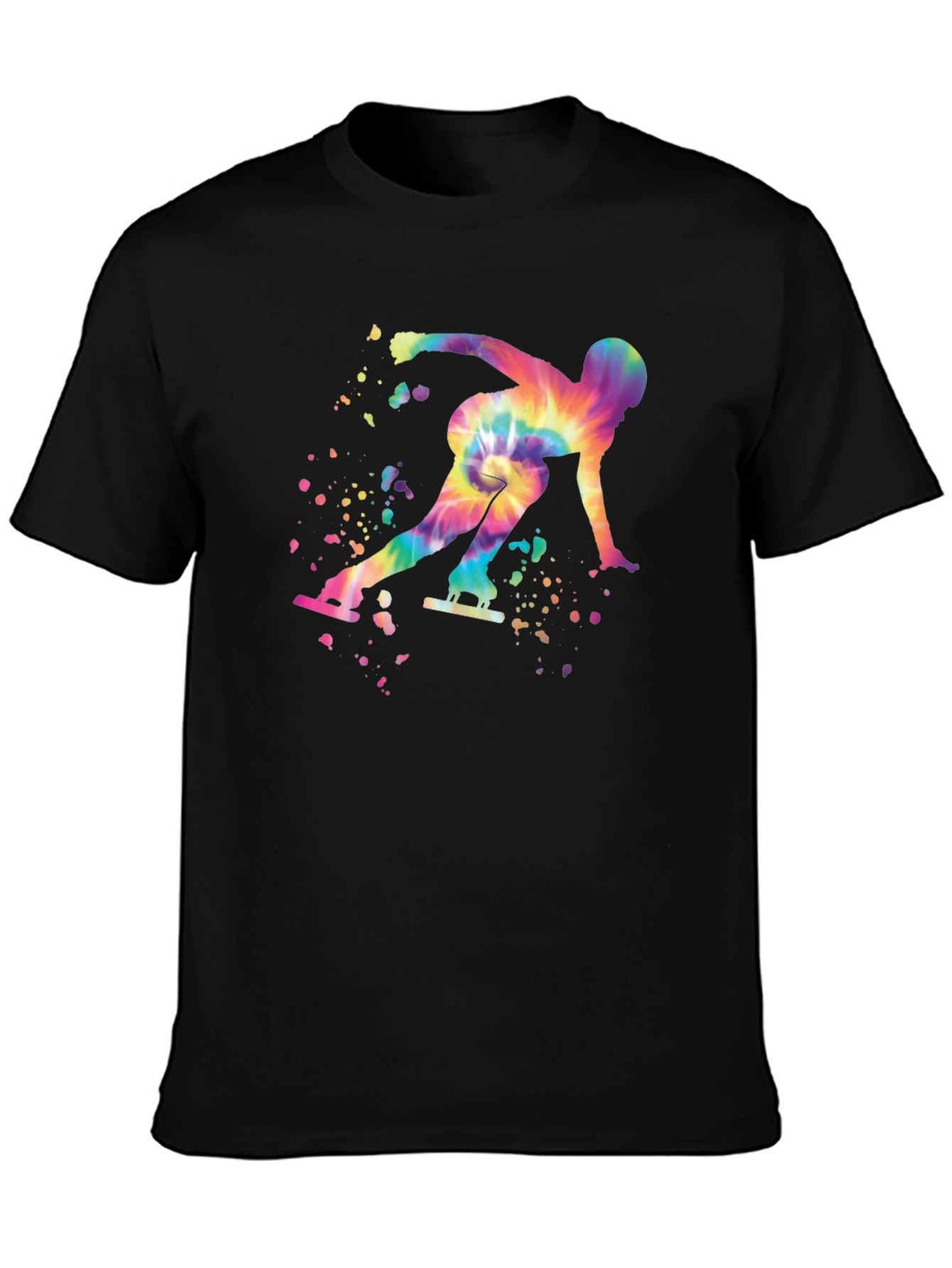 Black Skater Graphic Tee - Tie Dye Silhouette - Black Cotton Shirt view 3