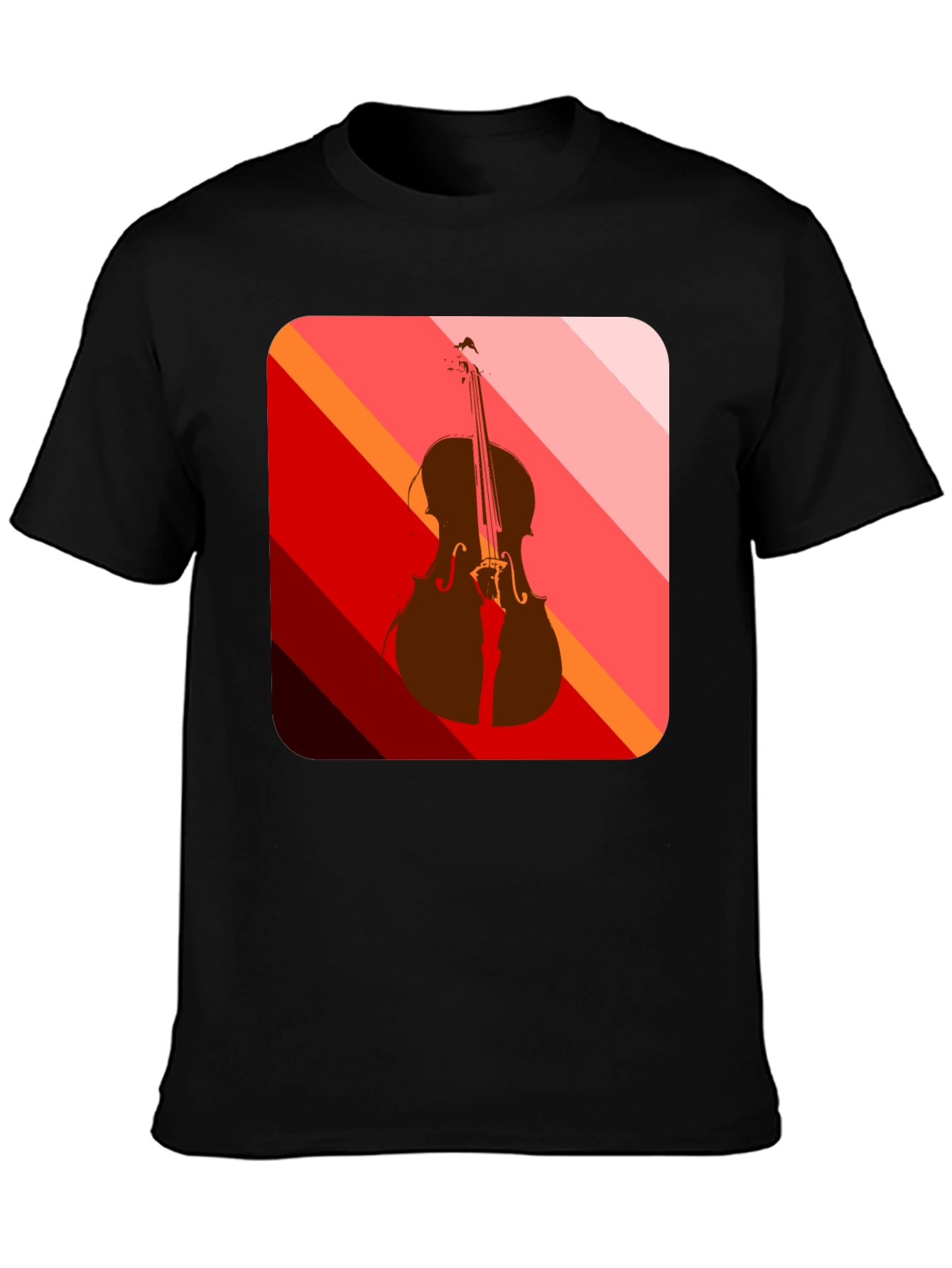 Black Abstract Cello Graphic Tee - Black view 3