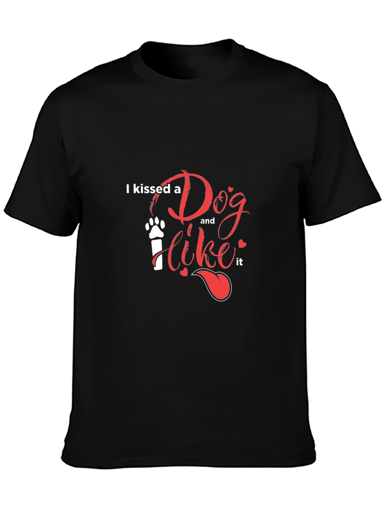 Black I Kissed A Dog T-Shirt - Casual Black Tee view 3