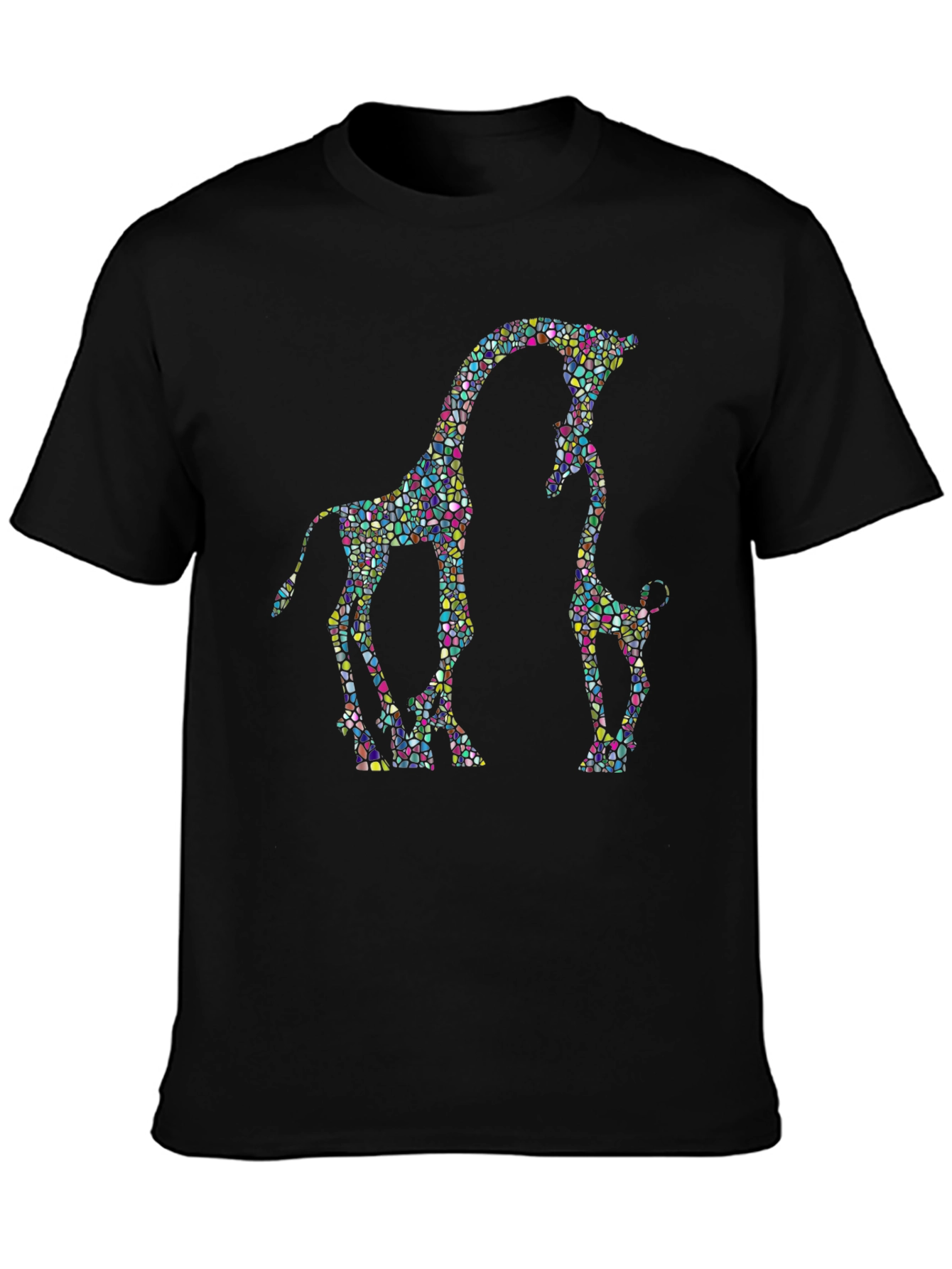 Black Giraffe Mosaic Graphic T-Shirt - Stylish Black Tee view 3