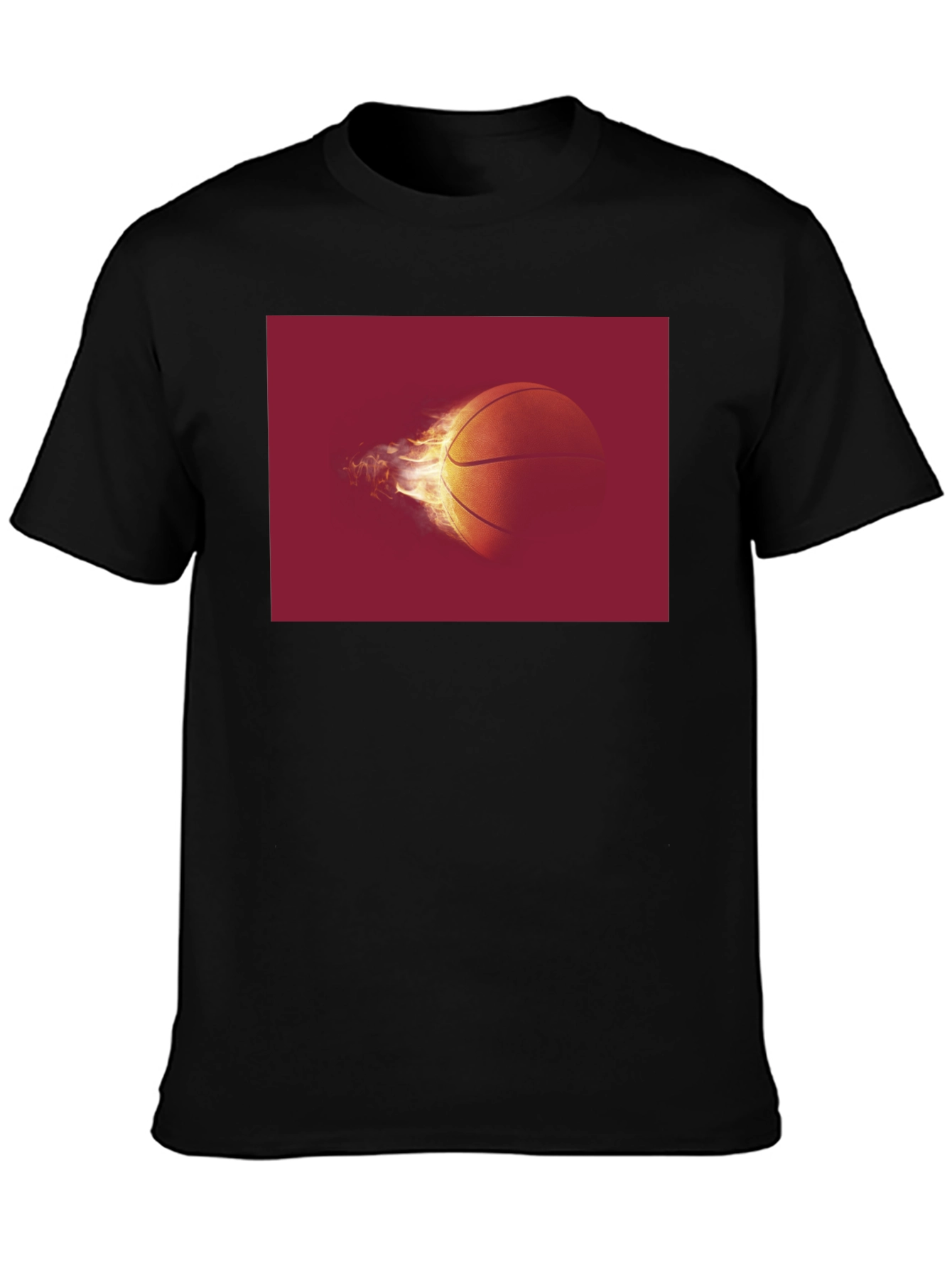 Black Flaming Basketball Graphic Tee - Black view 3