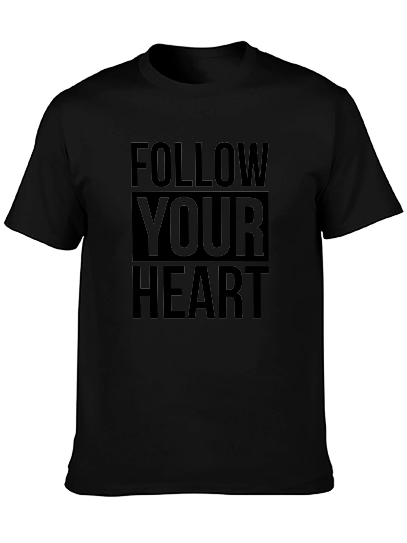 Black Follow Your Heart Graphic Print Tee - Black Cotton view 3