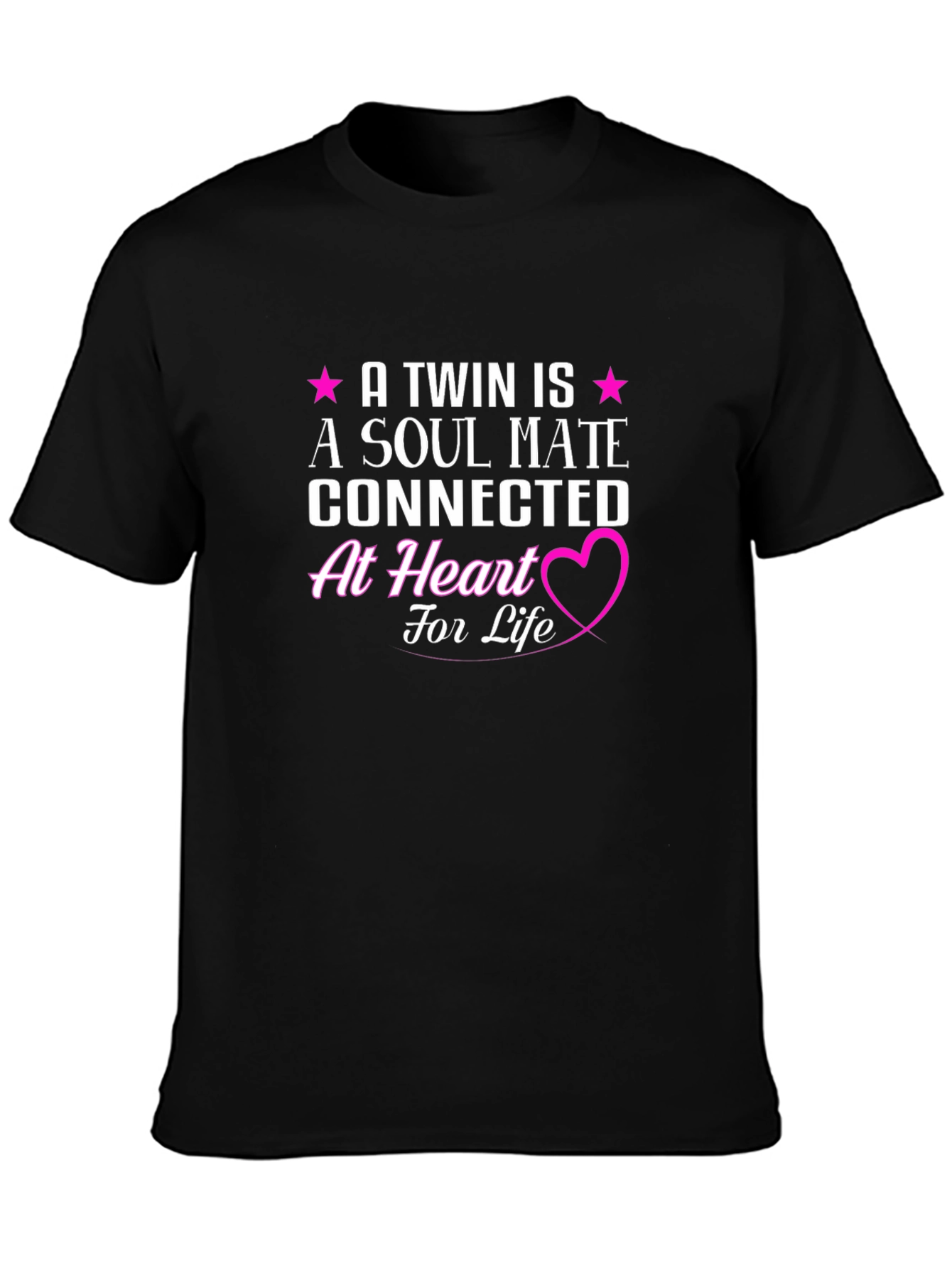 Black Twin Soul Mate Heart T-Shirt view 3