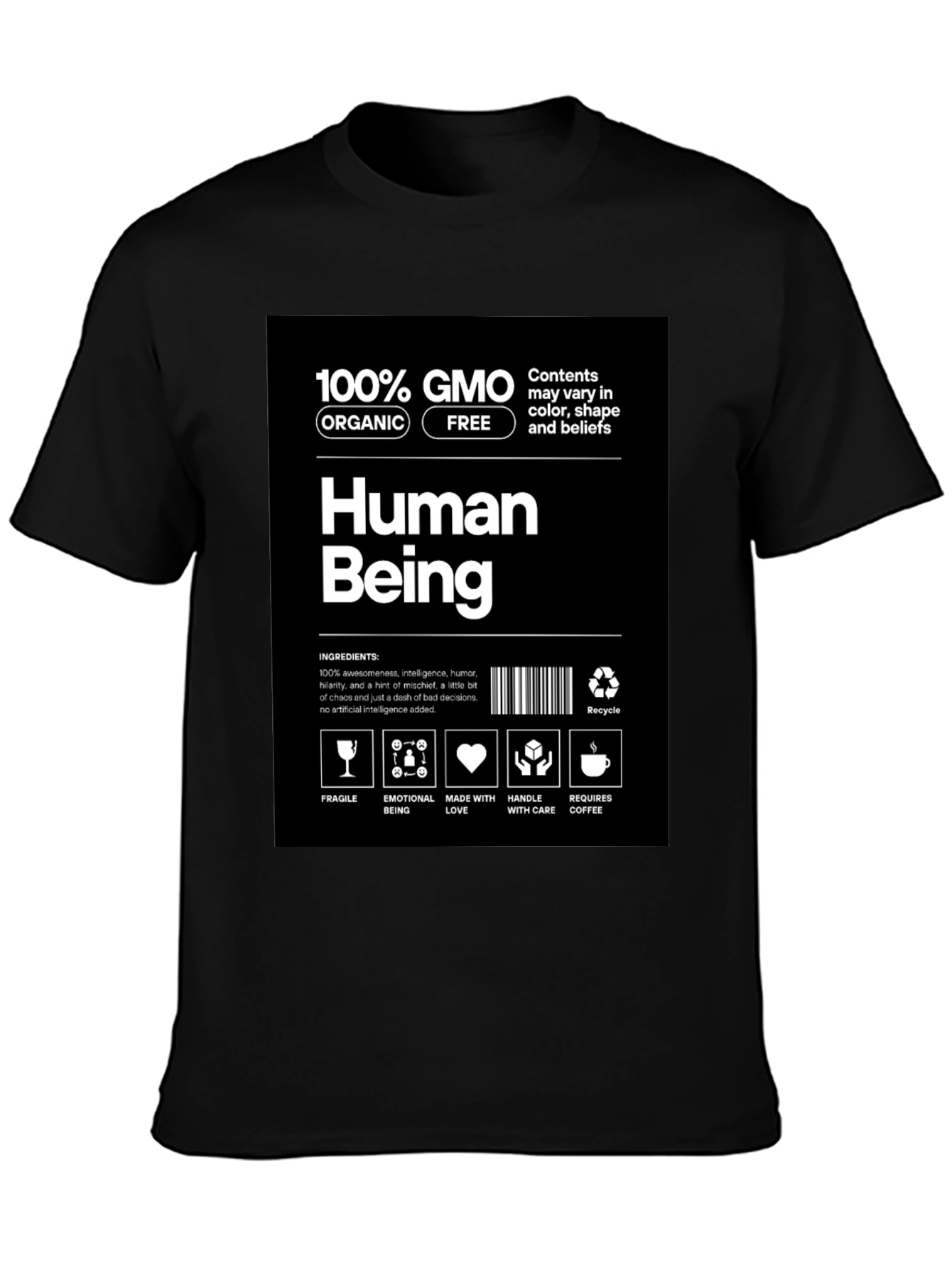 Black Human Being Ingredients T-Shirt view 3