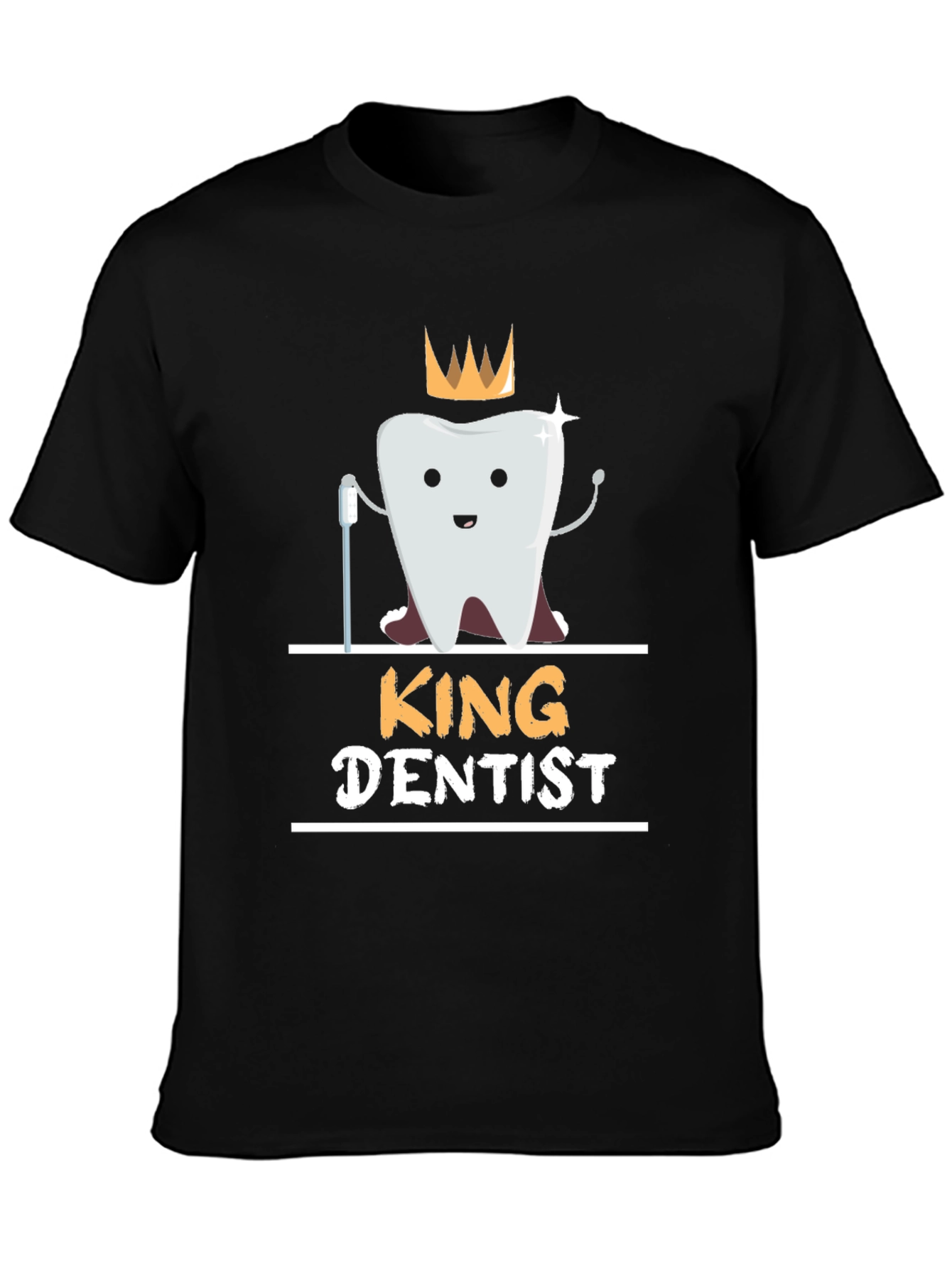 Black King Dentist T-Shirt - Funny Dental Hygienist Tee view 3