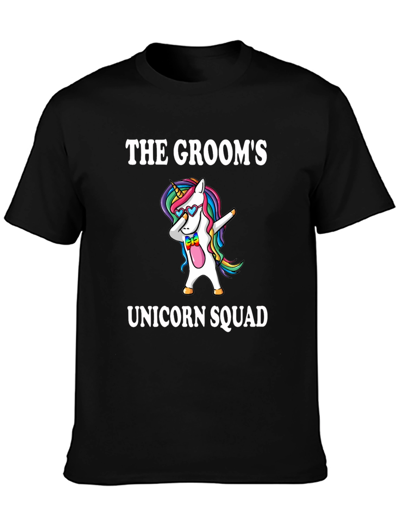 Black Groom's Unicorn Squad Black T-Shirt view 3