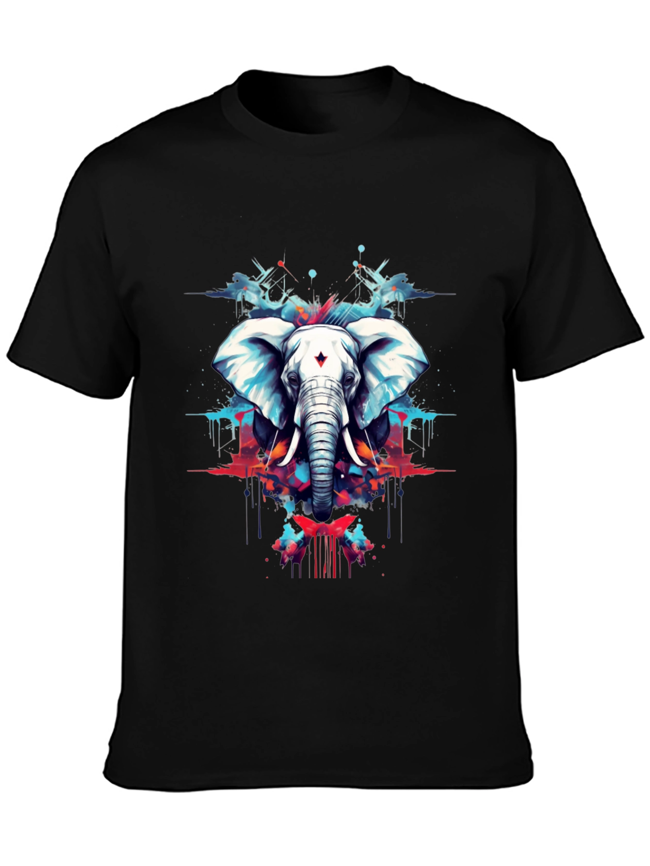 Black Elephant Art Black Tee - Stylish Graphic Print view 3