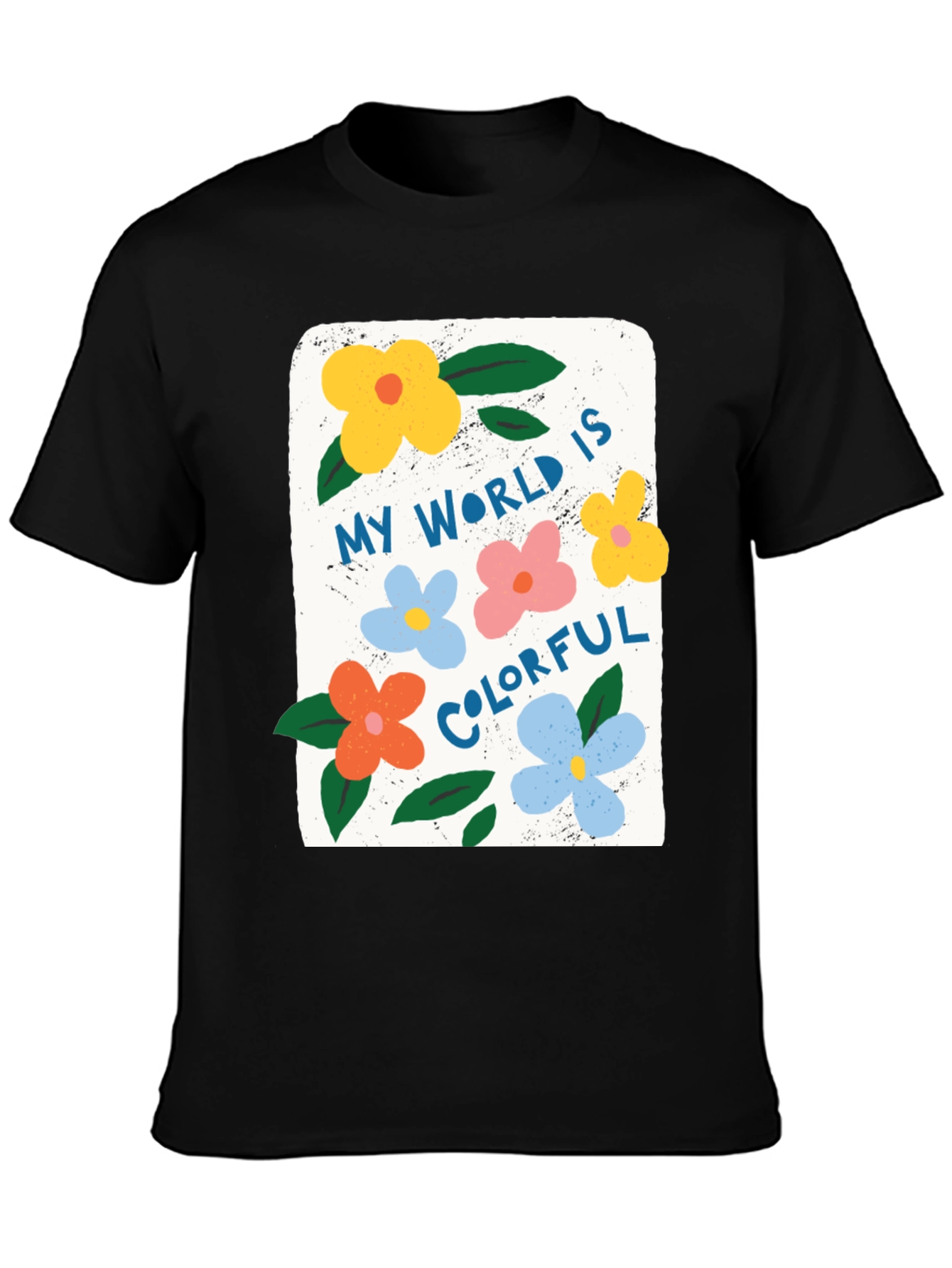 Black Colorful World Graphic Tee - Comfort & Style view 3