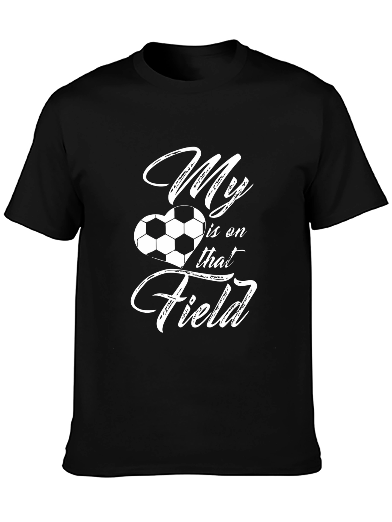 Black Soccer Mom T-Shirt - My Heart Is On That Field view 3