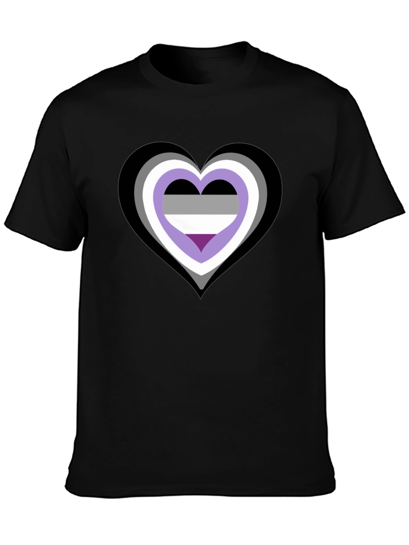 Black Asexual Pride Heart Graphic Tee - Black Cotton Blend view 3