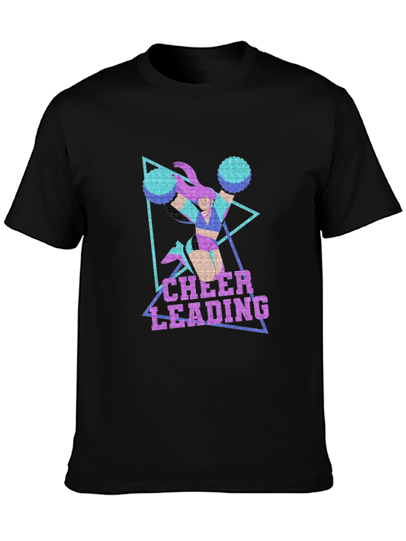 Black Cheerleading Graphic Print Black T-Shirt view 3