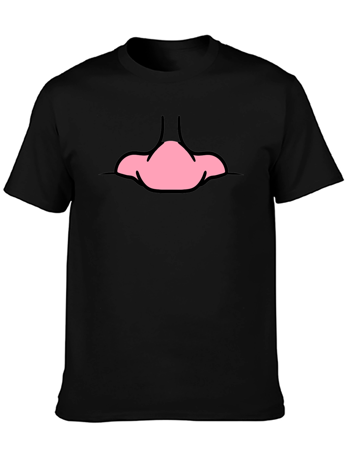 Black Funny Cartoon Nose Black T-Shirt view 3