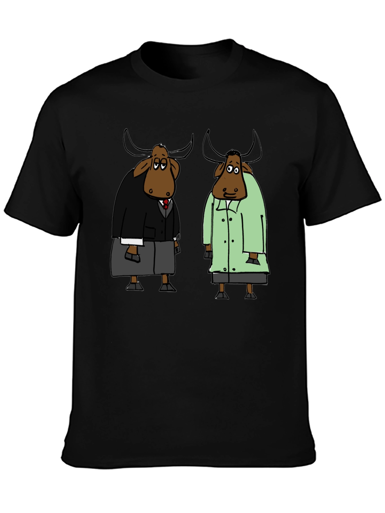 Black Cartoon Buffalo Black T-Shirt view 3