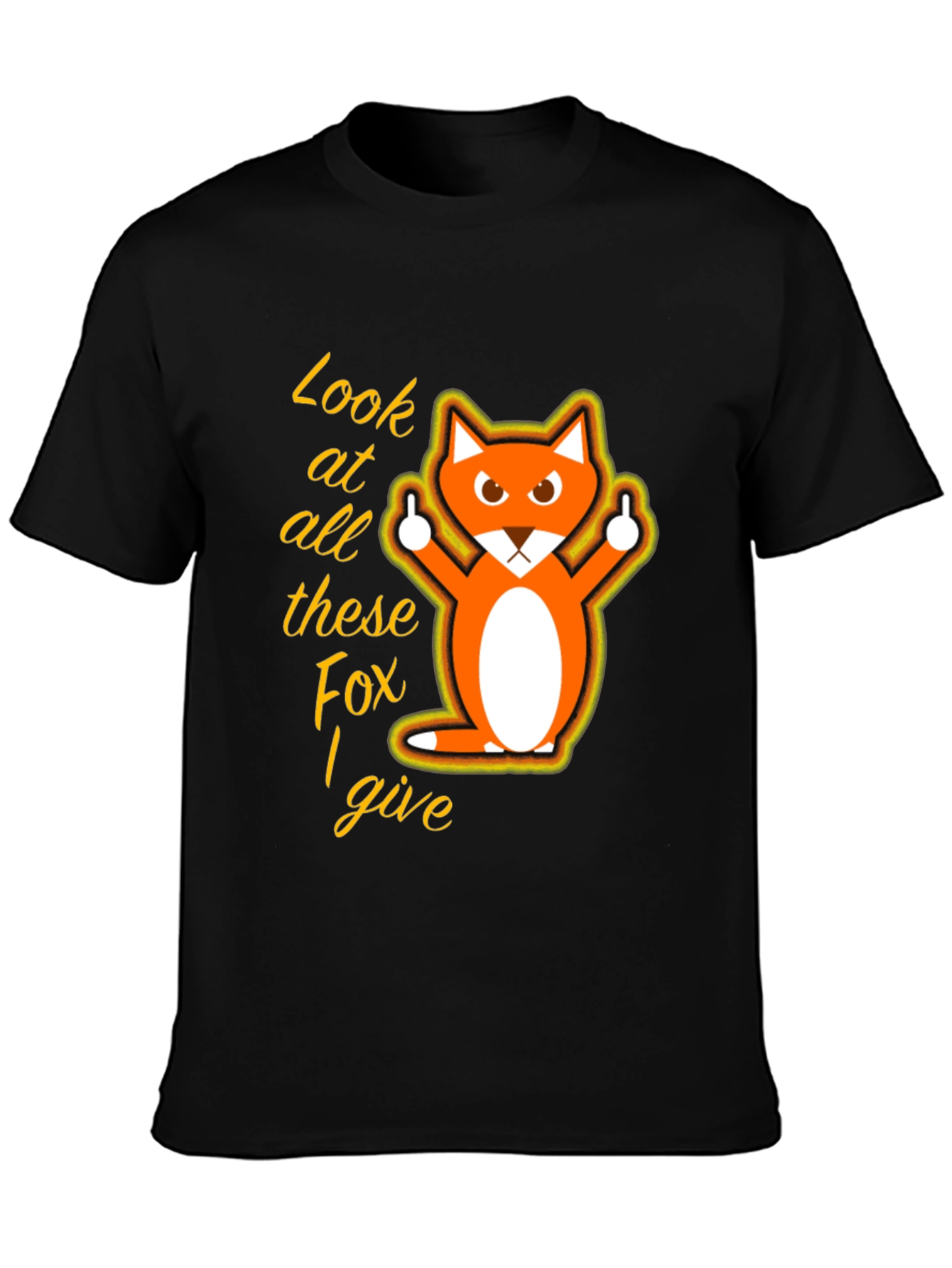 Black Funny Fox Graphic T-Shirt - Look at All These Fox I Give view 3