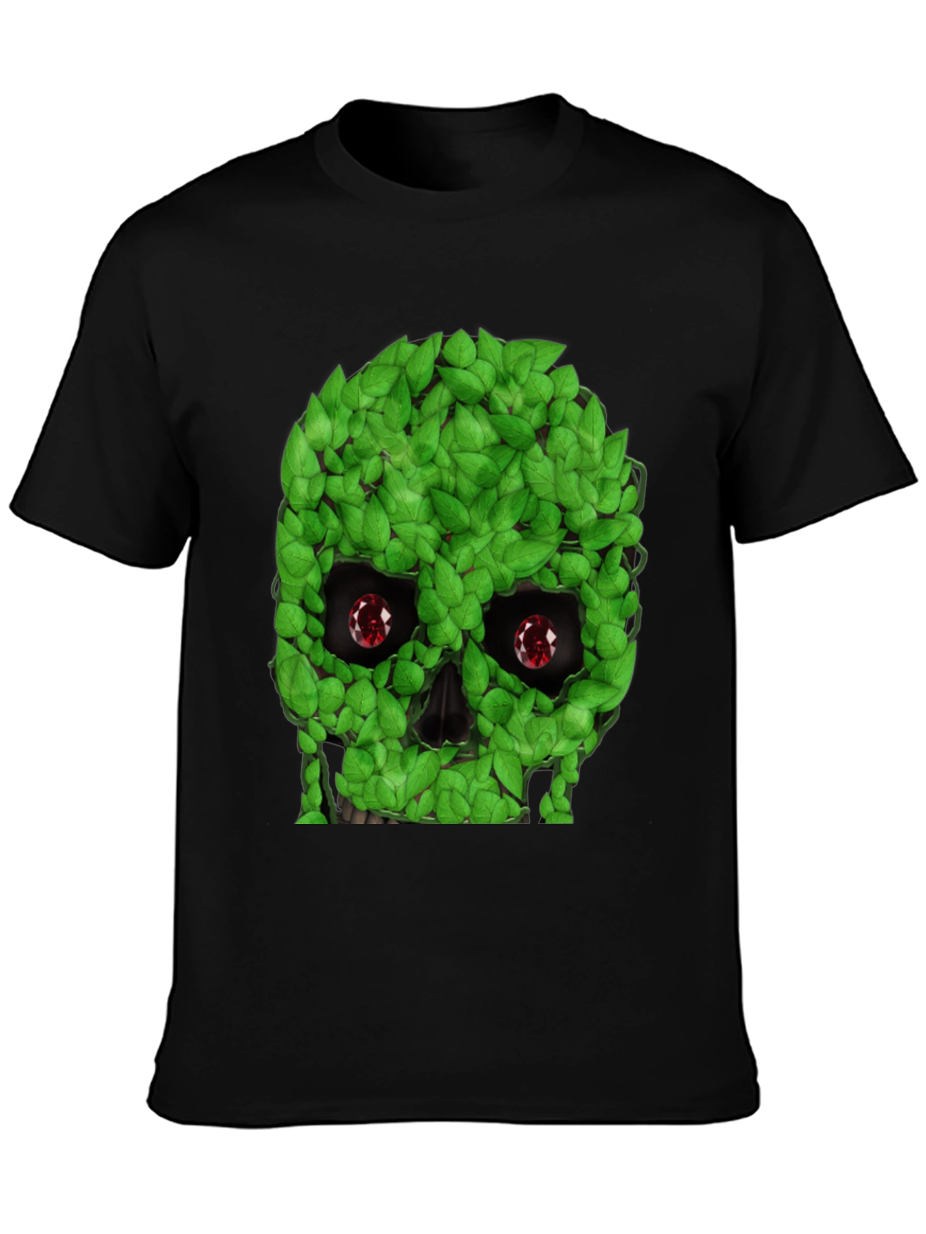 Black Leaf Skull Graphic T-Shirt - Unique Design view 3
