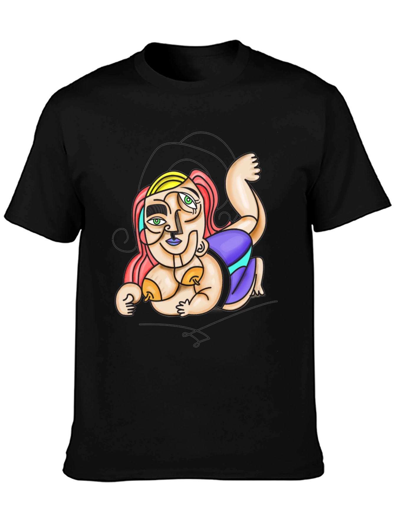 Black Abstract Art Graphic Tee view 3