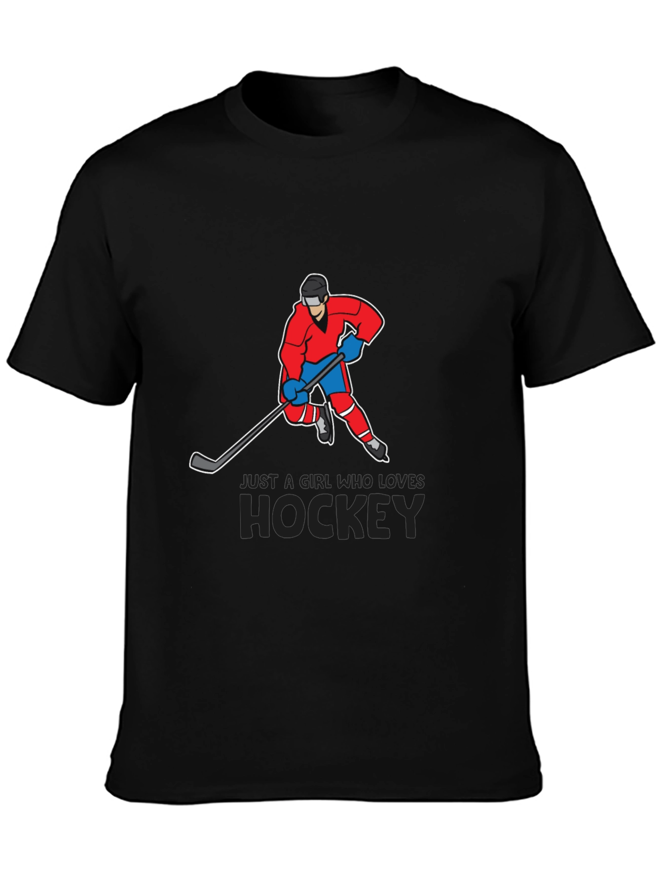 Black Hockey Lover T-Shirt - Just a Girl Who Loves Hockey Tee view 3