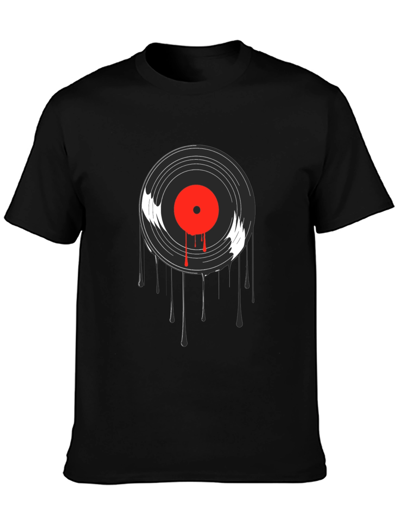 Black Retro Vinyl Record Graphic T-Shirt view 3