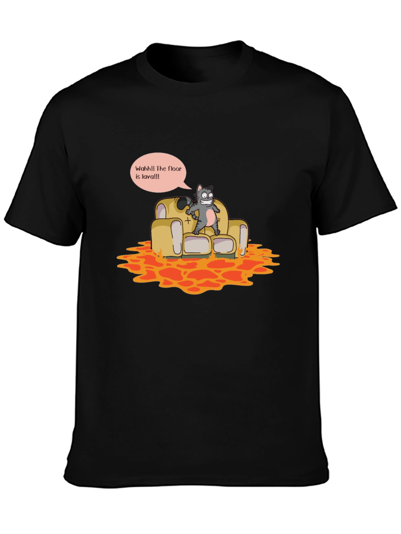 Black The Floor is Lava Funny Graphic Tee view 3