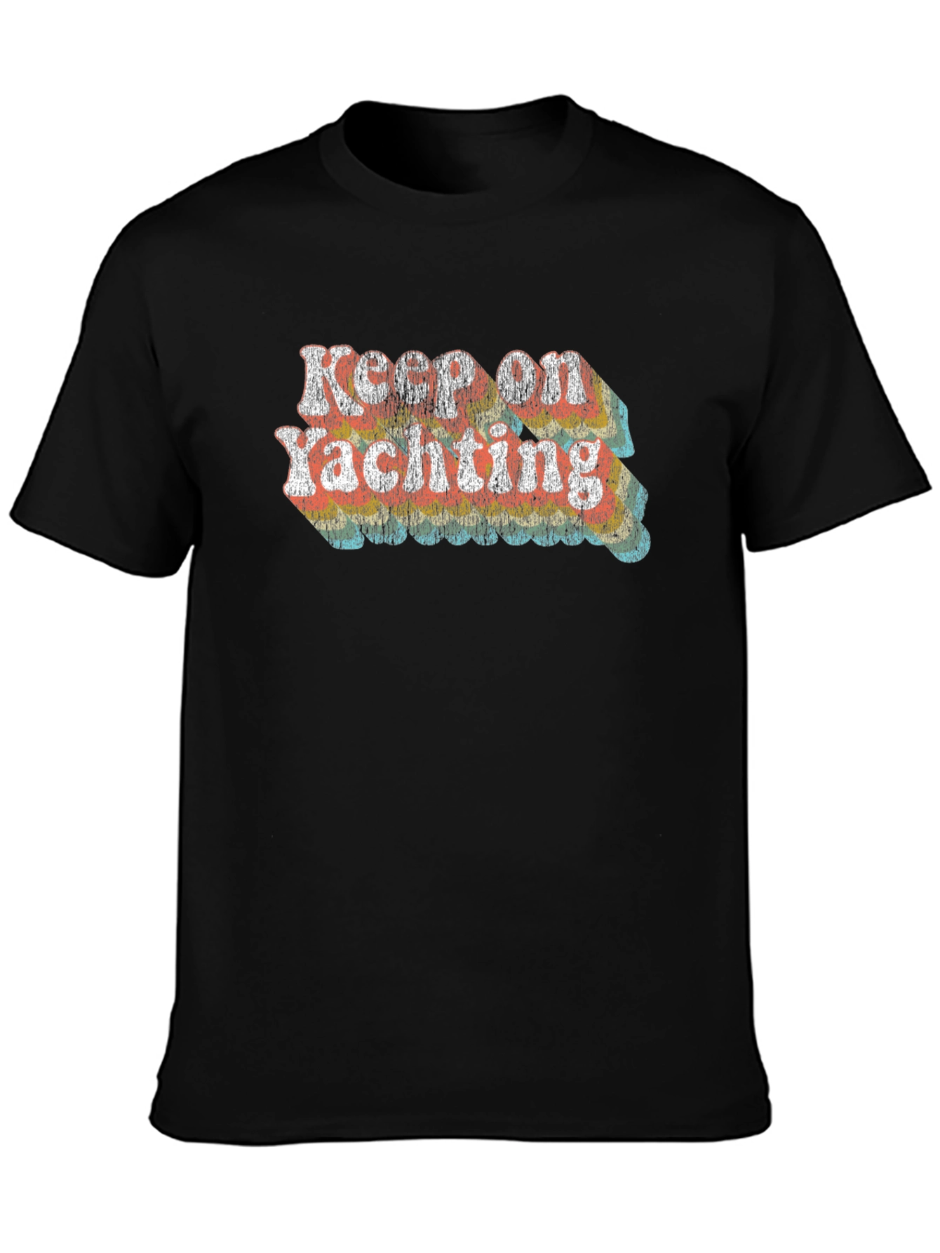 Black Keep on Yachting Retro Graphic Tee - Black view 3