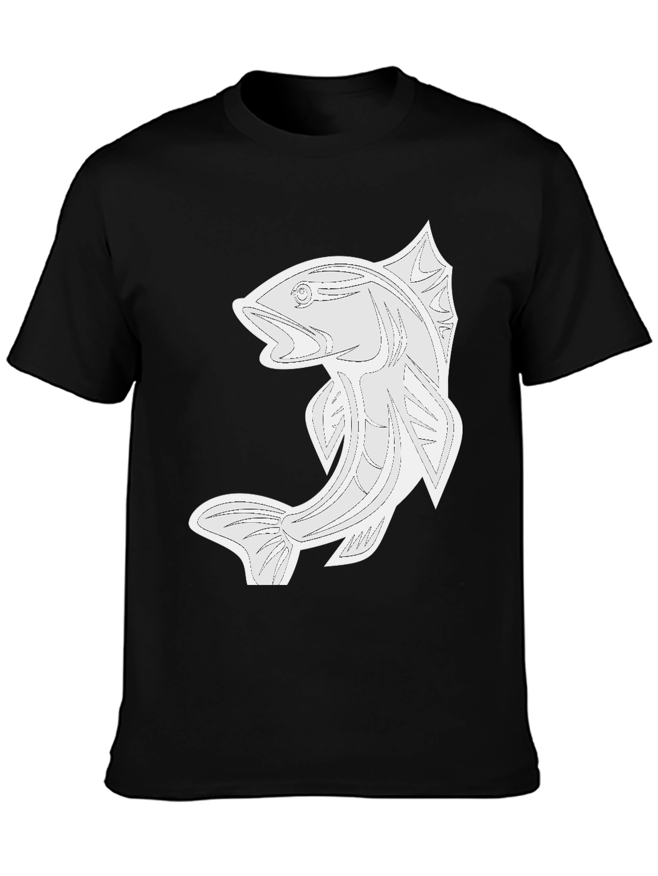 Black Black Graphic Tee - Fish Design view 3