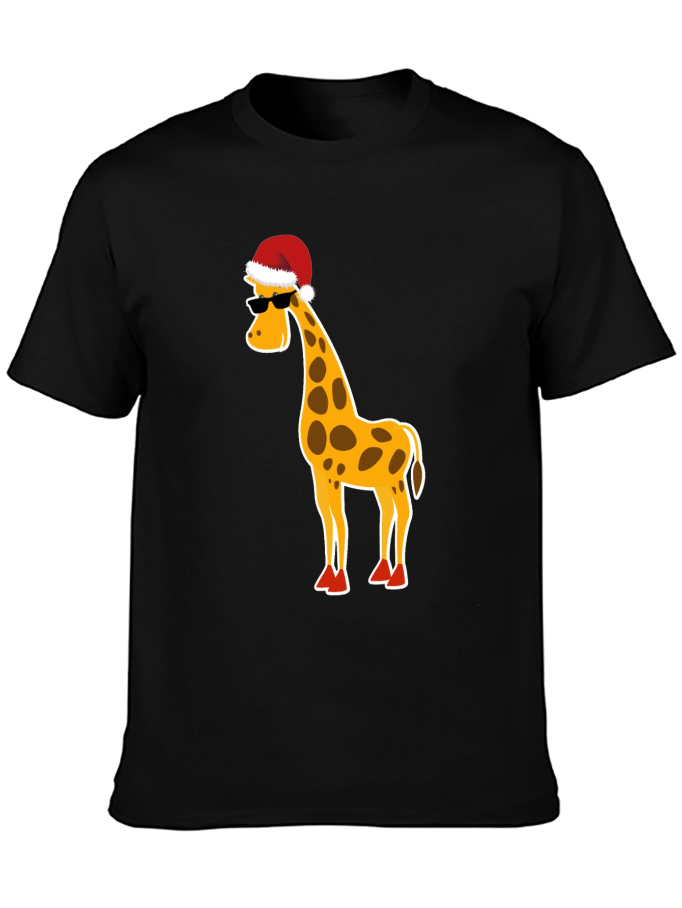 Black Festive Giraffe T-Shirt: Holiday Humor Apparel view 3
