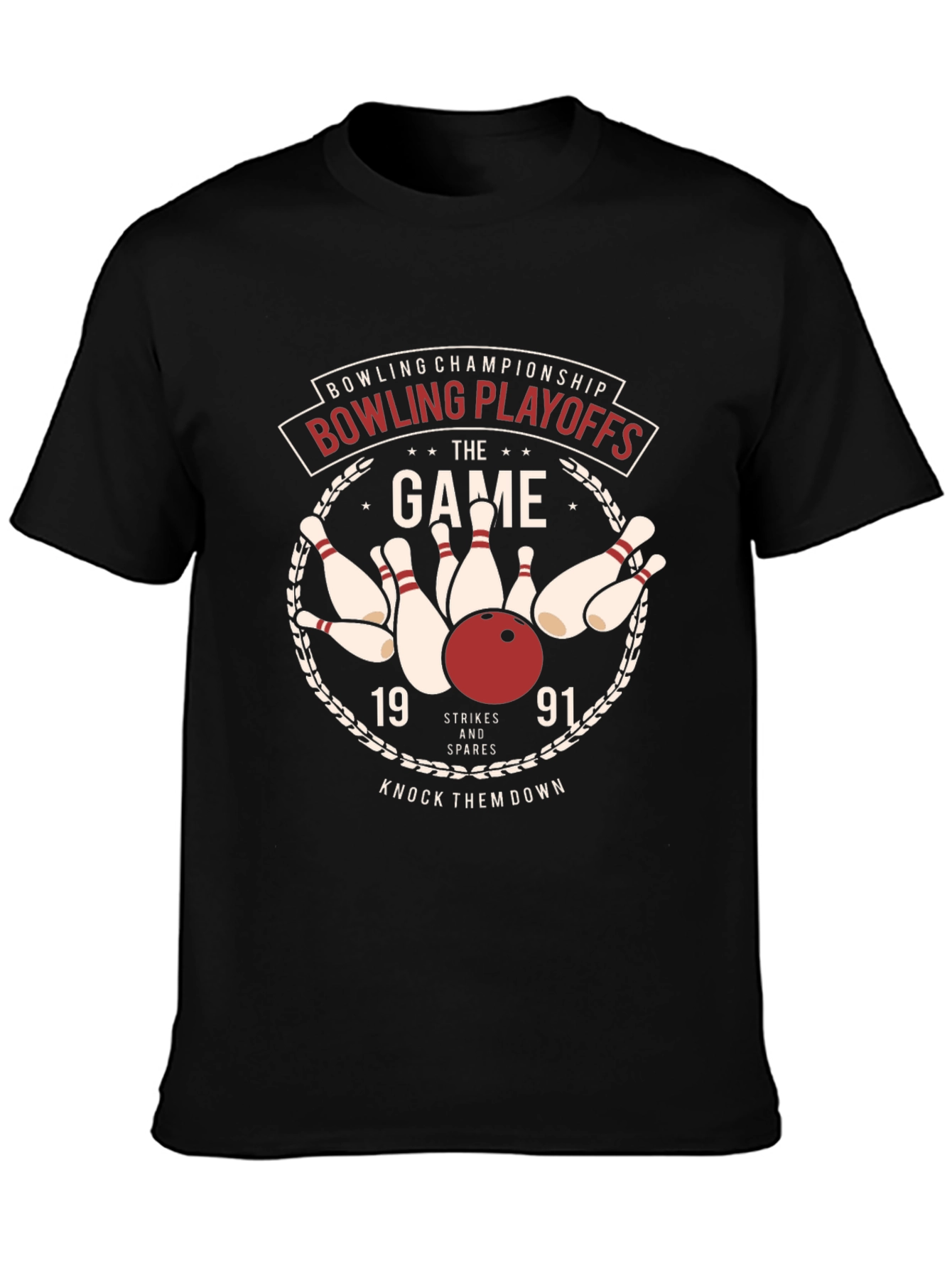 Black Bowling Playoffs Graphic T-Shirt view 3