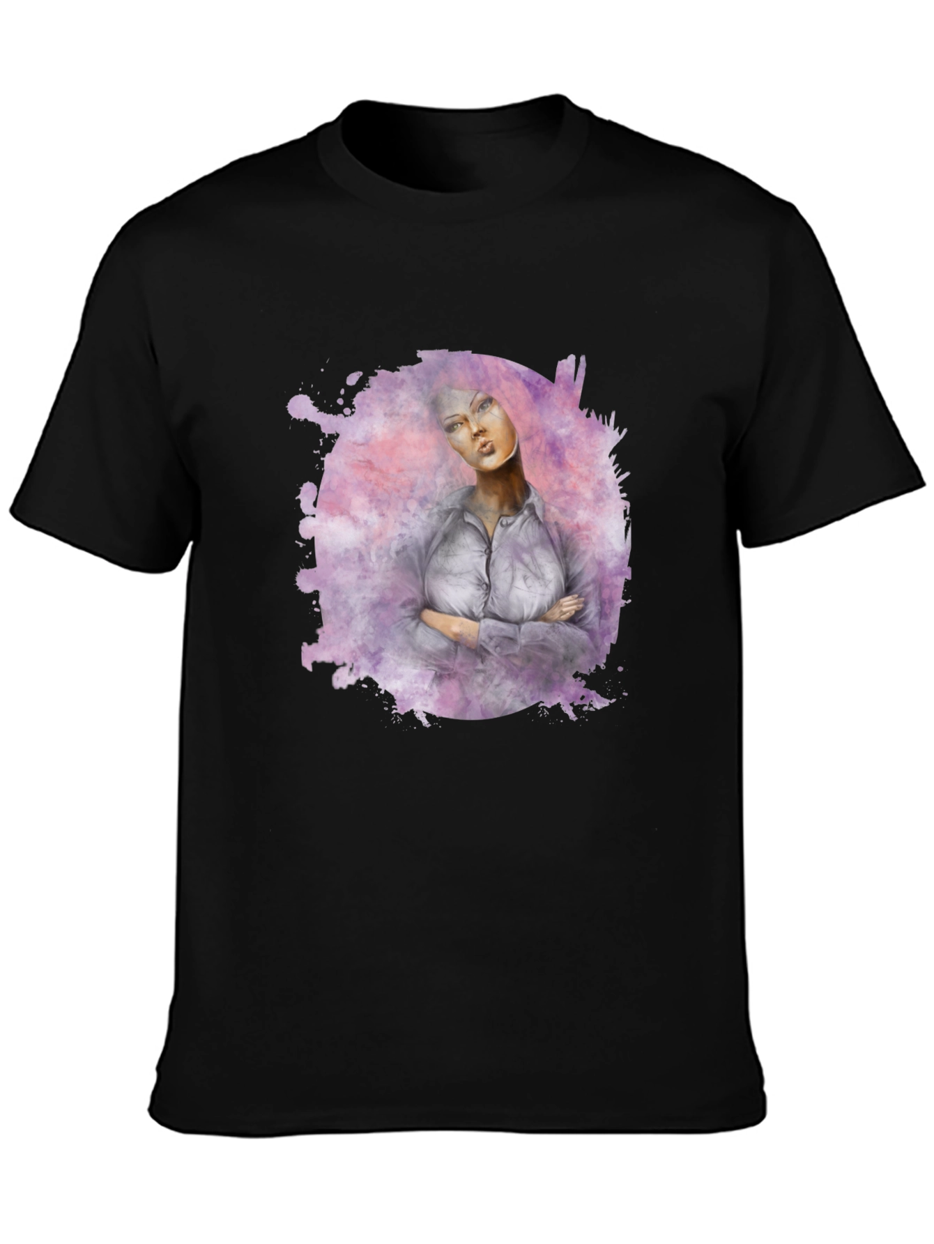 Black Watercolor Woman Graphic Tee - Unique Artistic Design view 3