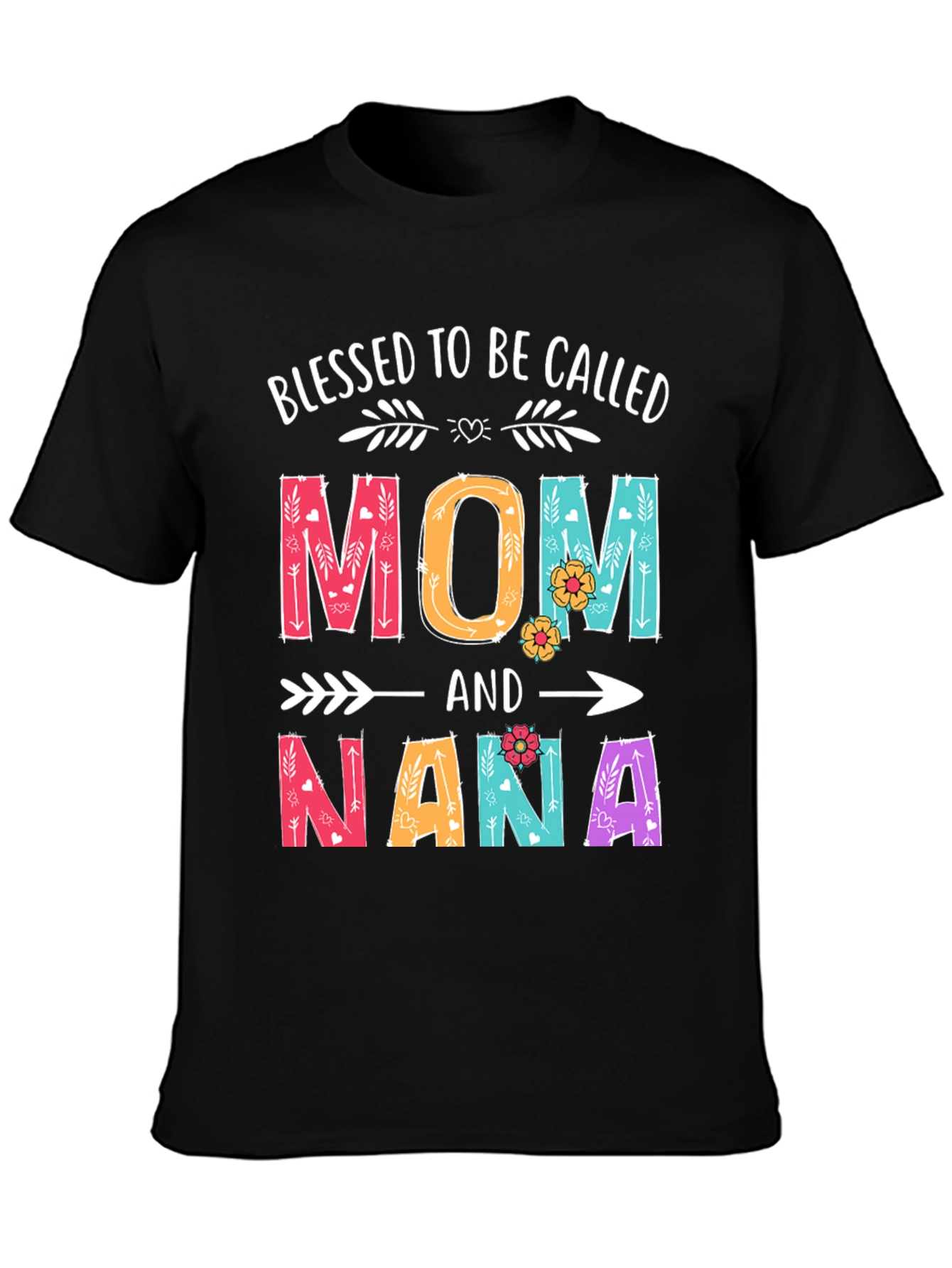 Black Blessed Mom & Nana T-Shirt view 3
