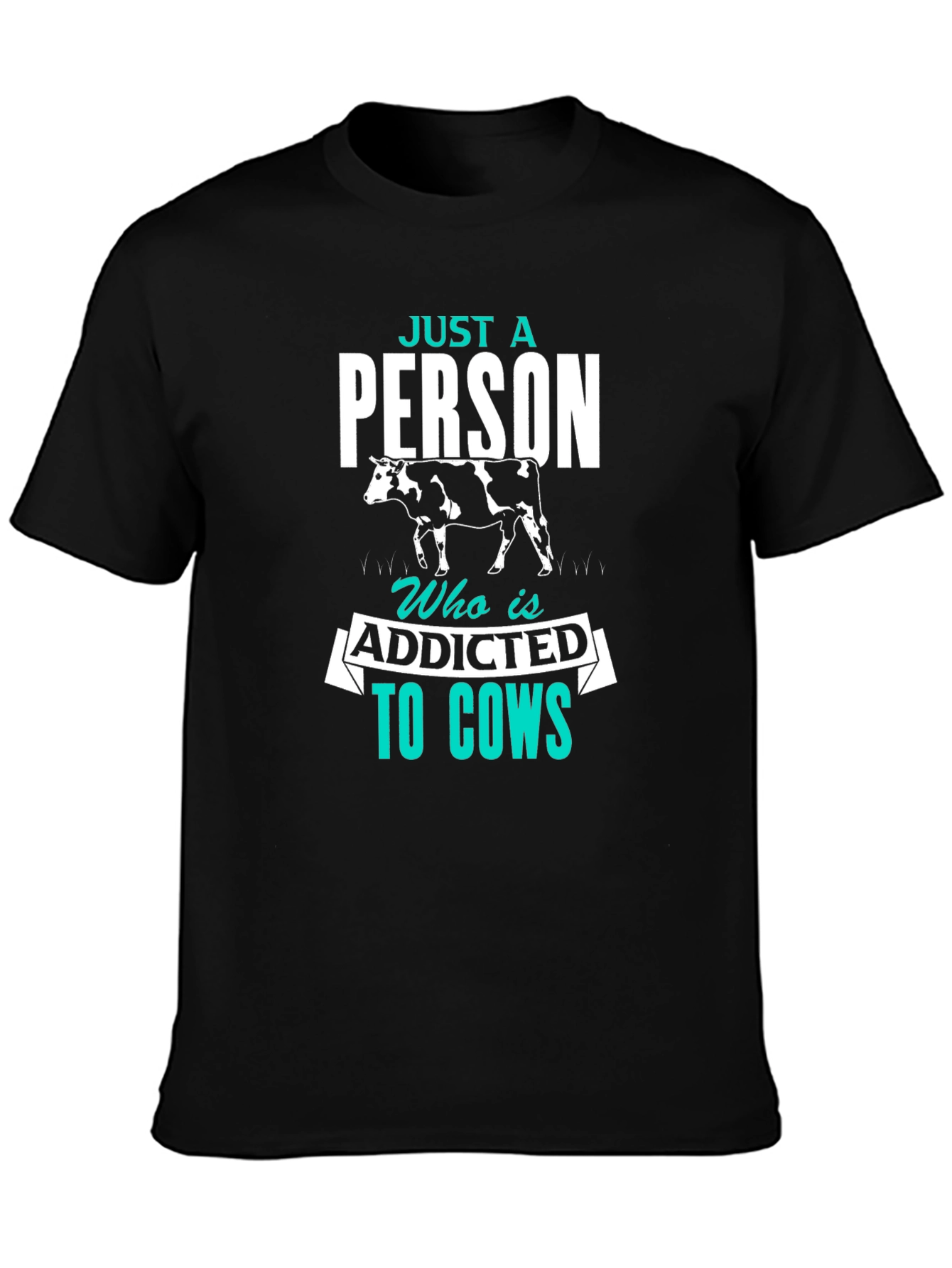Black Cow Lover T-Shirt - Just a Person Addicted to Cows view 3