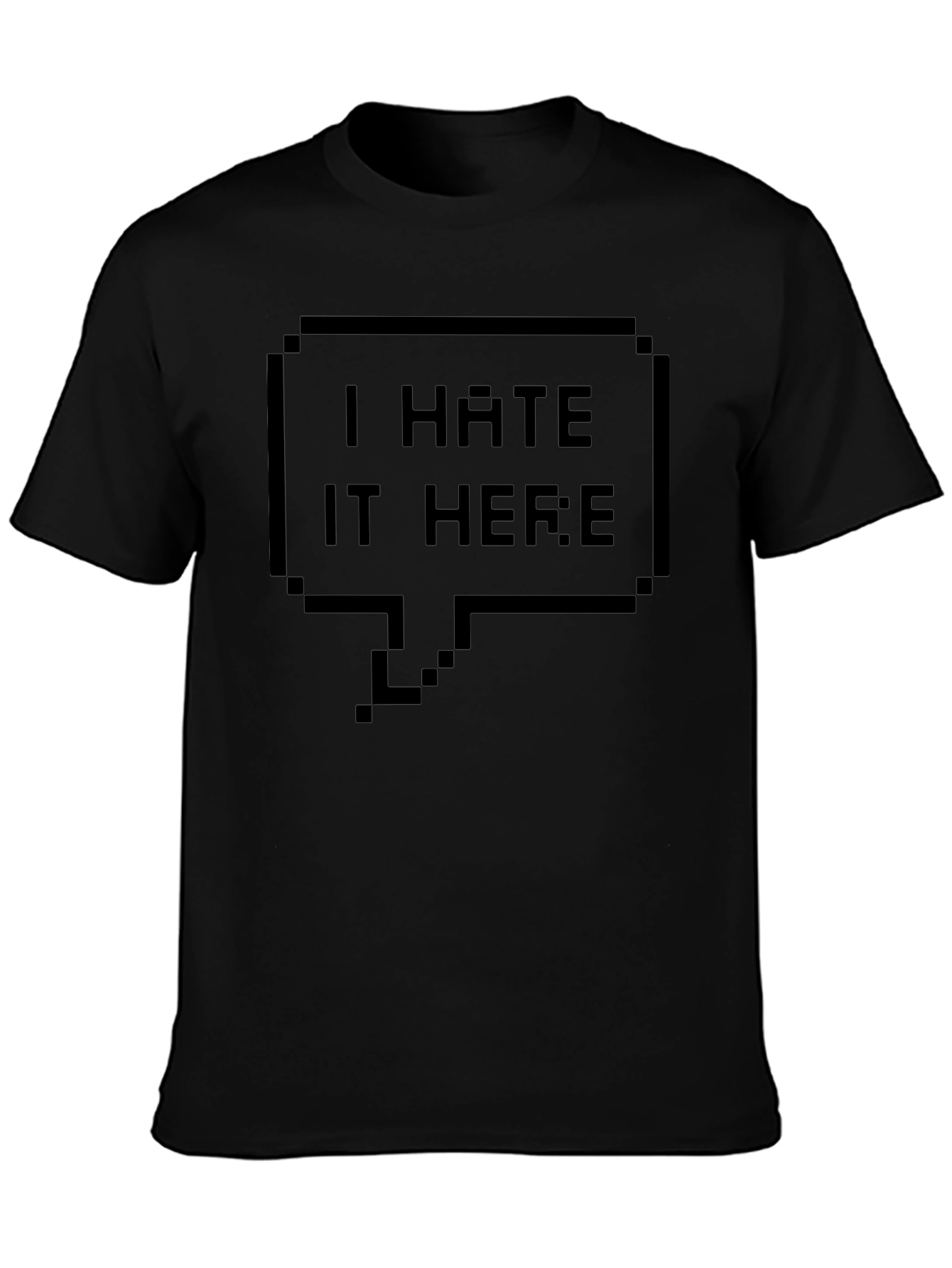 Black I Hate It Here Graphic Tee - Pixel Art Shirt view 3