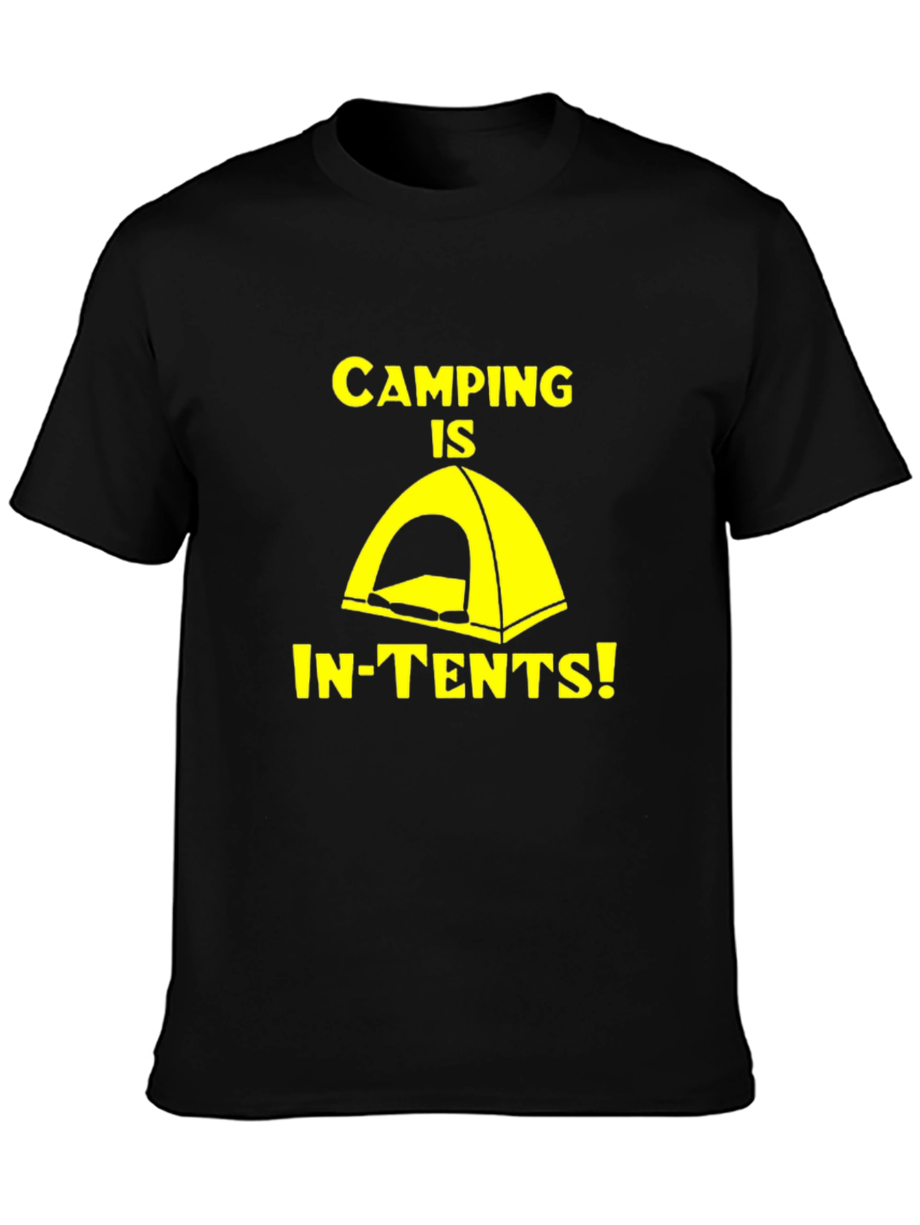 Black Camping Is In-Tents! Novelty Graphic T-Shirt view 3