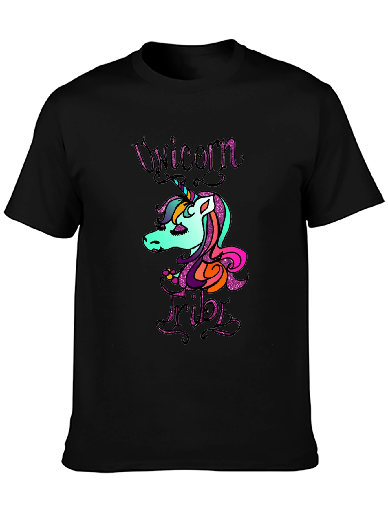 Black Unicorn Tribe Graphic Tee - Men's Black T-Shirt view 3