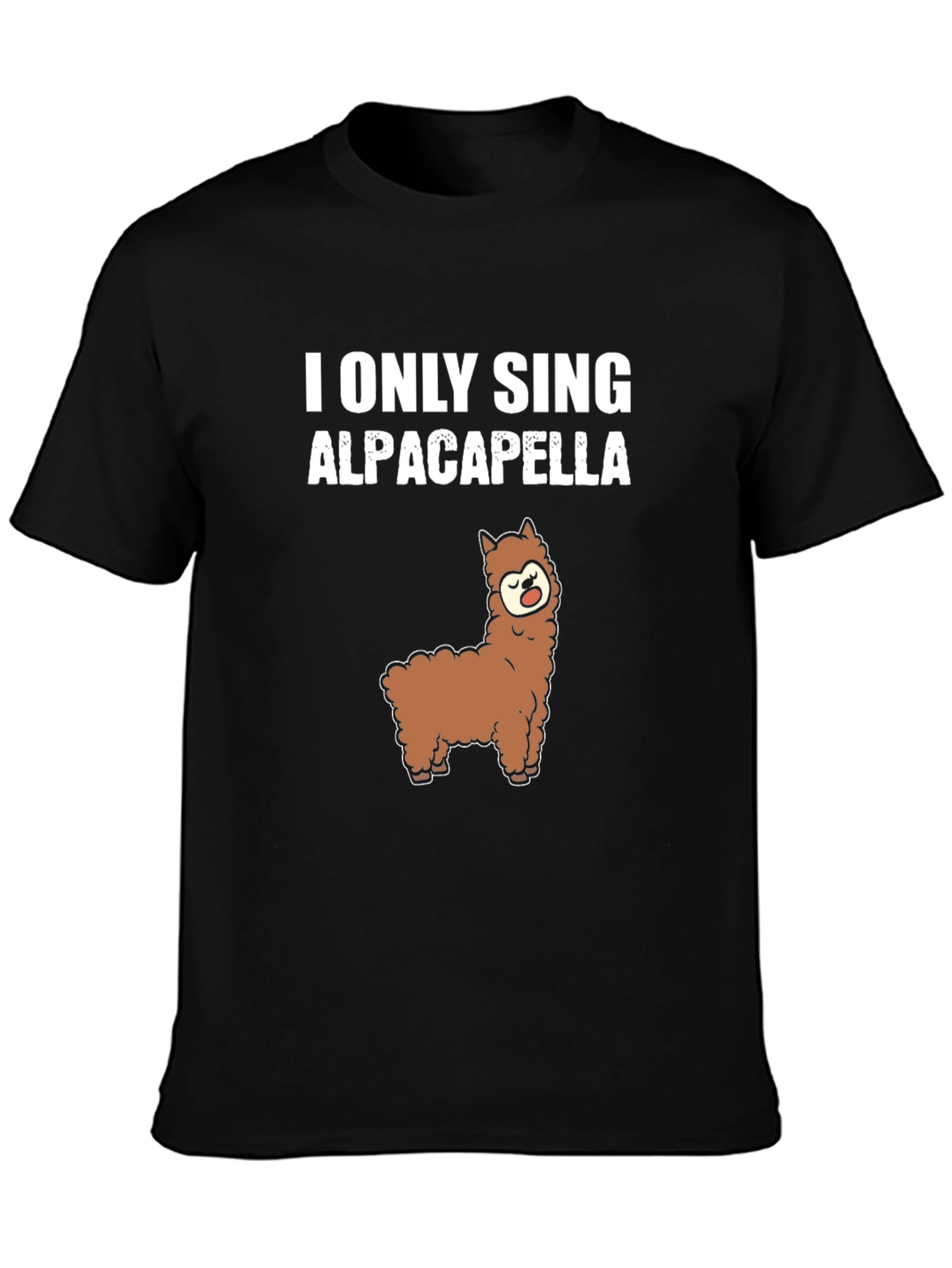Black Alpaca-pella T-Shirt Funny Music Pun Tee view 3