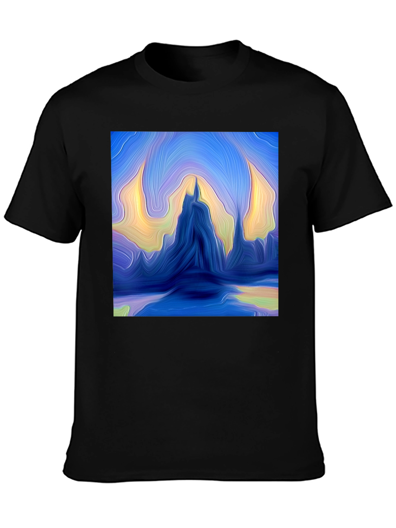 Black Abstract Mountains Graphic Tee view 3