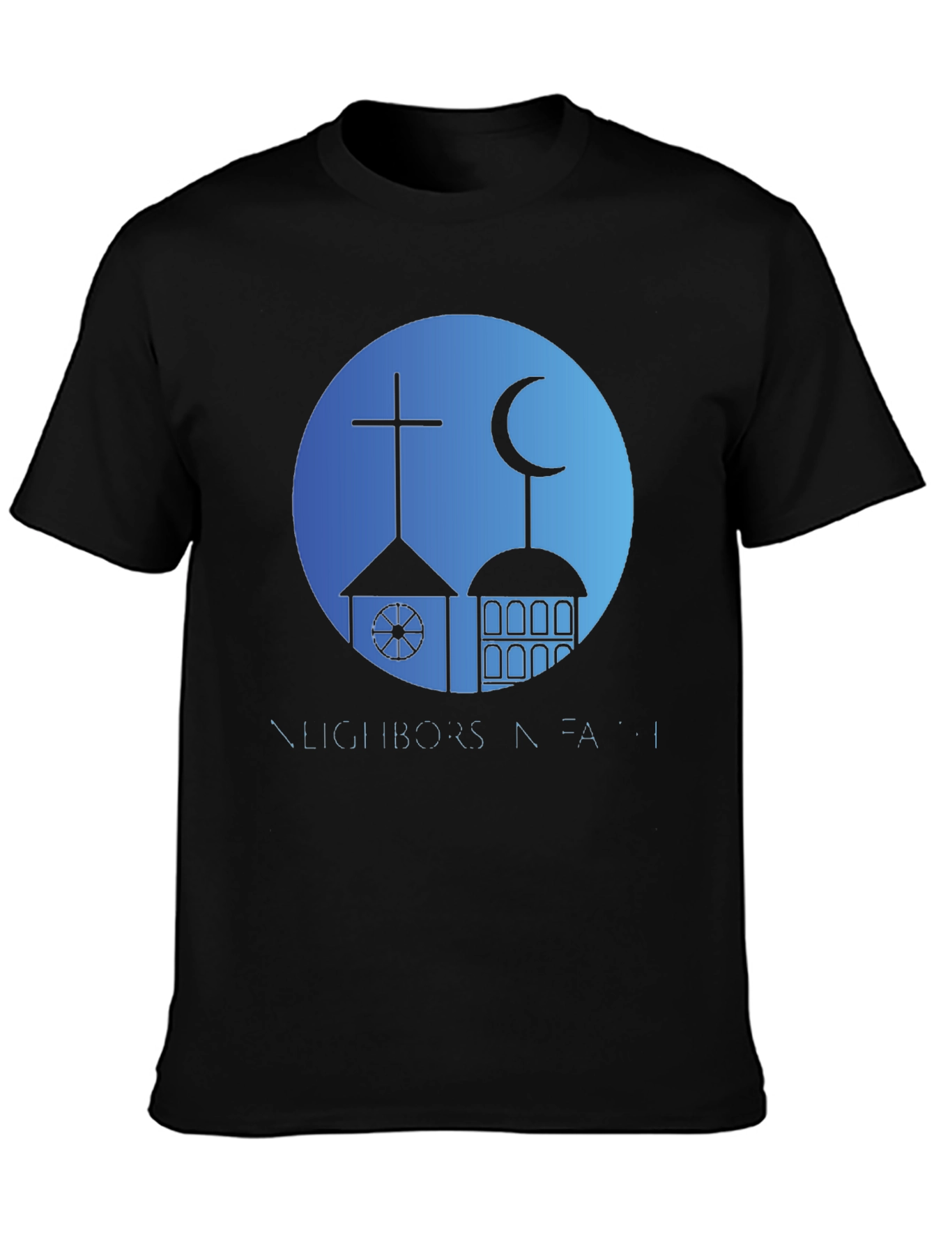 Black Neighbors in Faith T-Shirt - Religious Harmony Design view 3
