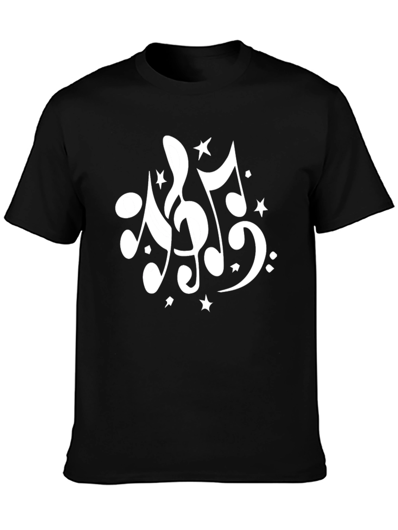 Black Musical Note T-Shirt: Stylish Black Tee for Music Lovers view 3