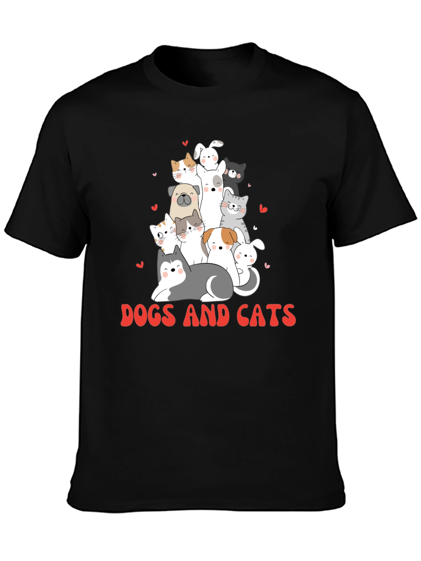 Cute Dogs and Cats Graphic T-Shirt - 3