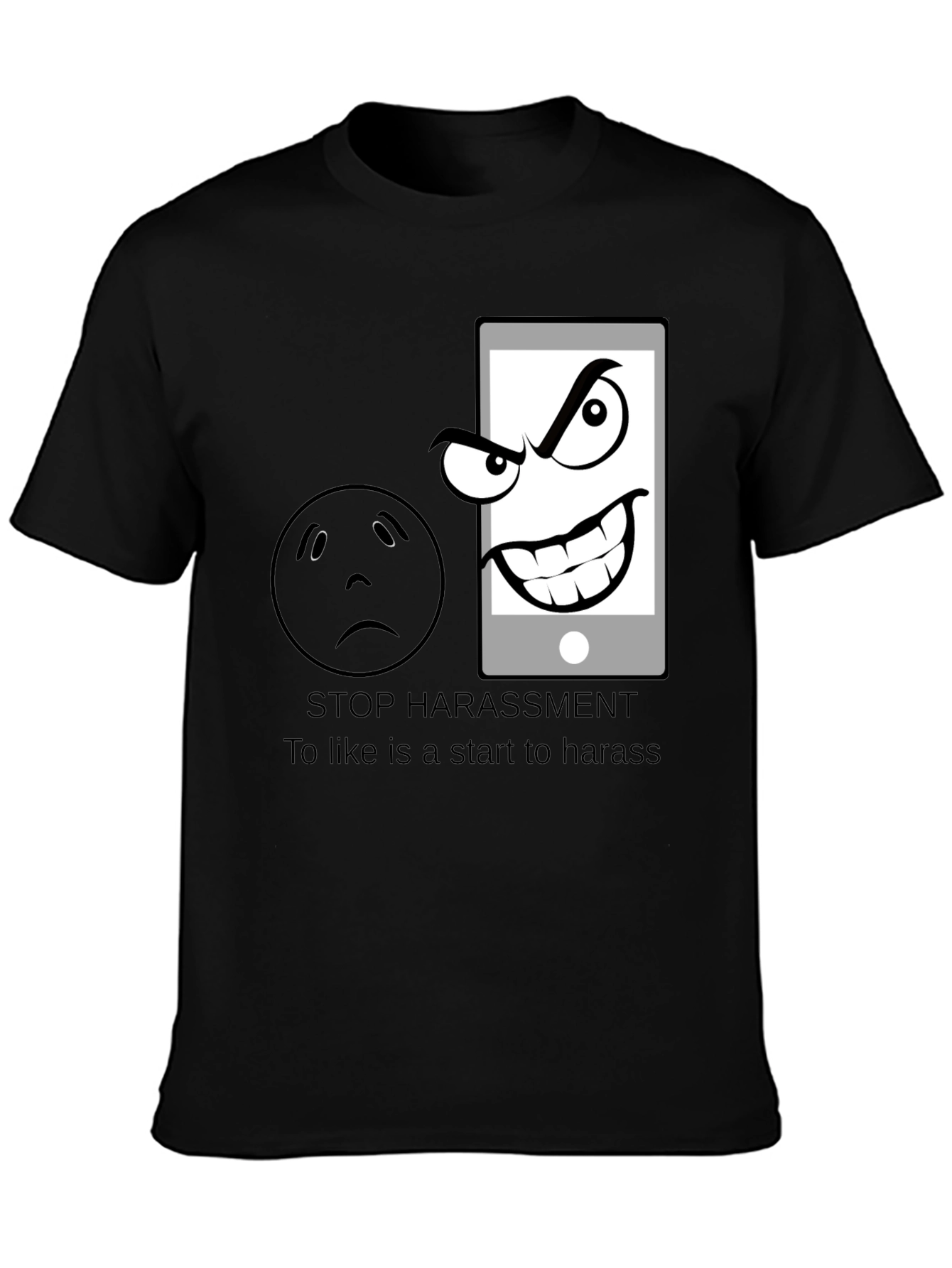 Black Stop Harassment Graphic T-Shirt view 3