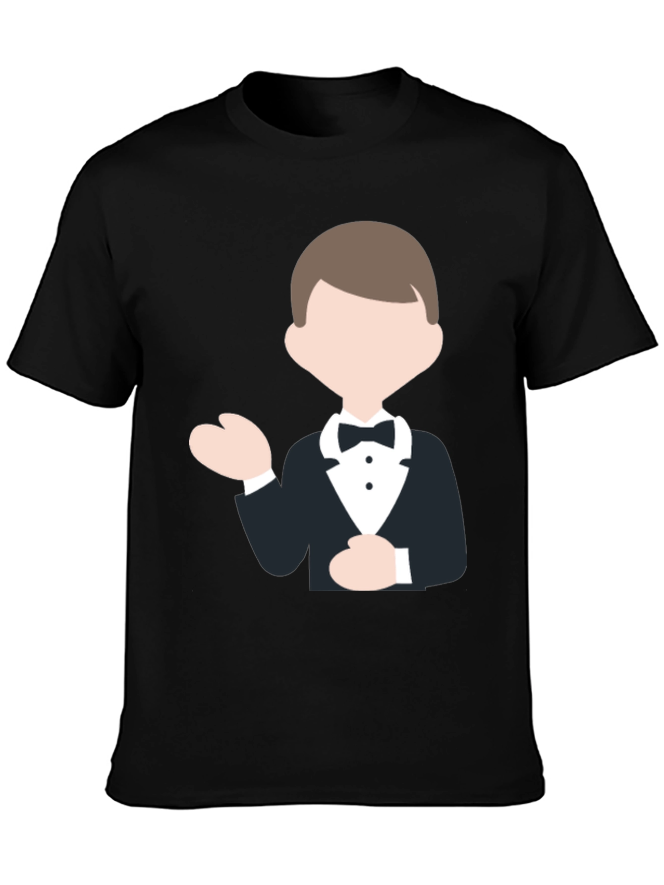 Black Tuxedo Cartoon Graphic Black T-Shirt view 3