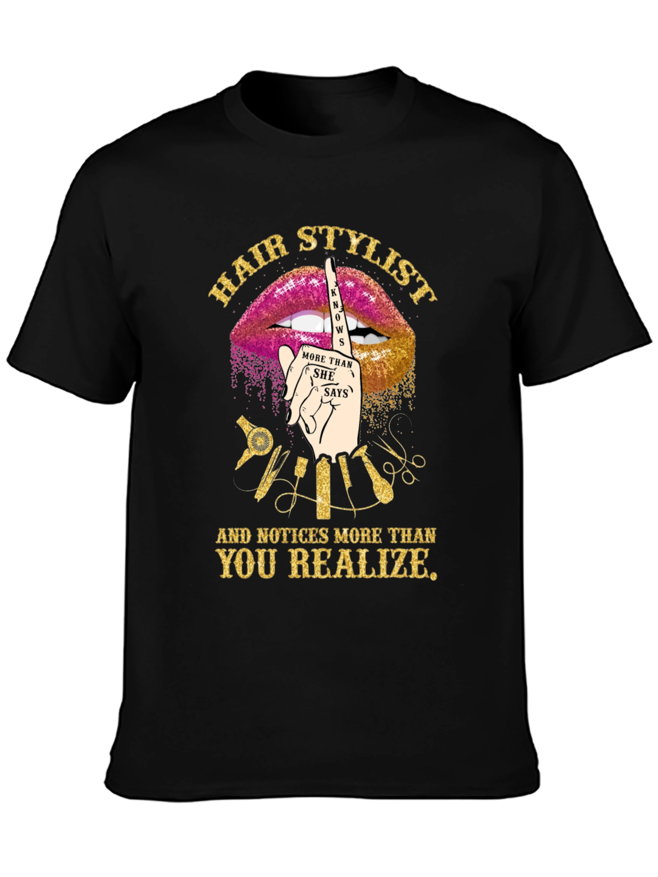 Black Hair Stylist Knows More Funny Graphic Tee view 3