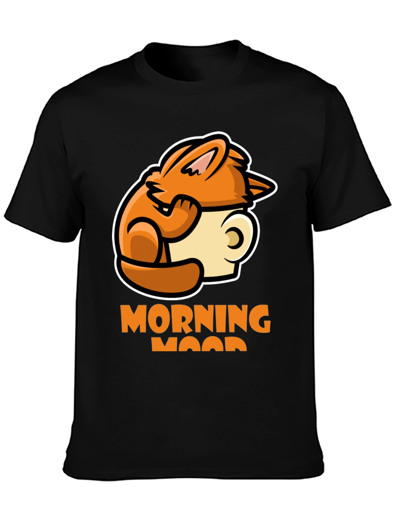 Black Morning Mood Graphic Tee - Cozy Rabbit Coffee Design view 3
