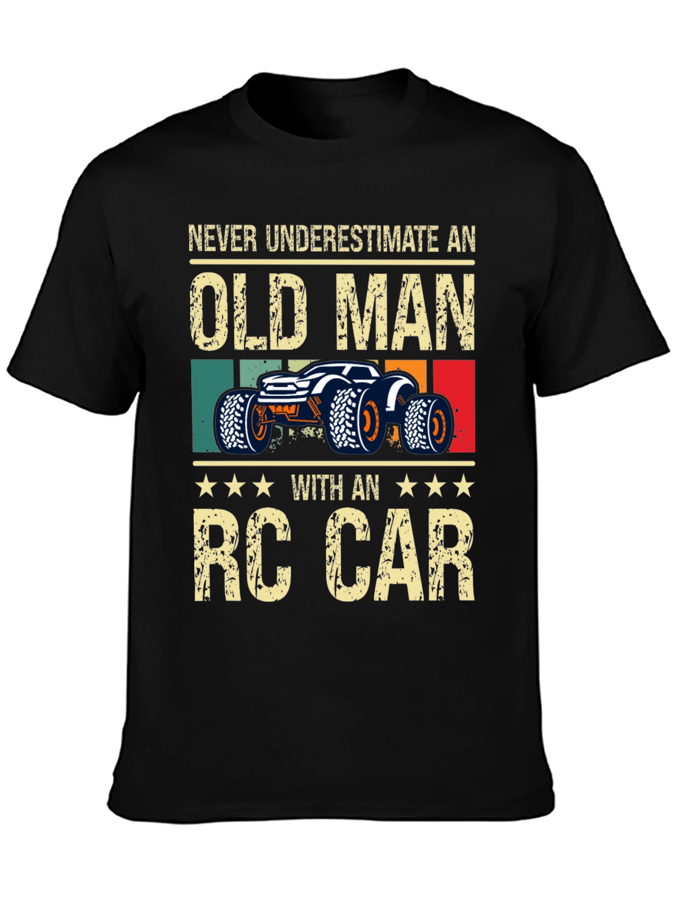 Black Old Man RC Car T-Shirt - Fun Hobby Tee view 3
