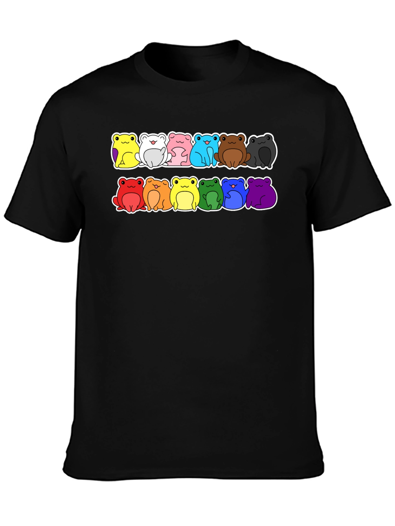 Black Rainbow Frog T-Shirt - Black Cotton Crew Neck Tee view 3