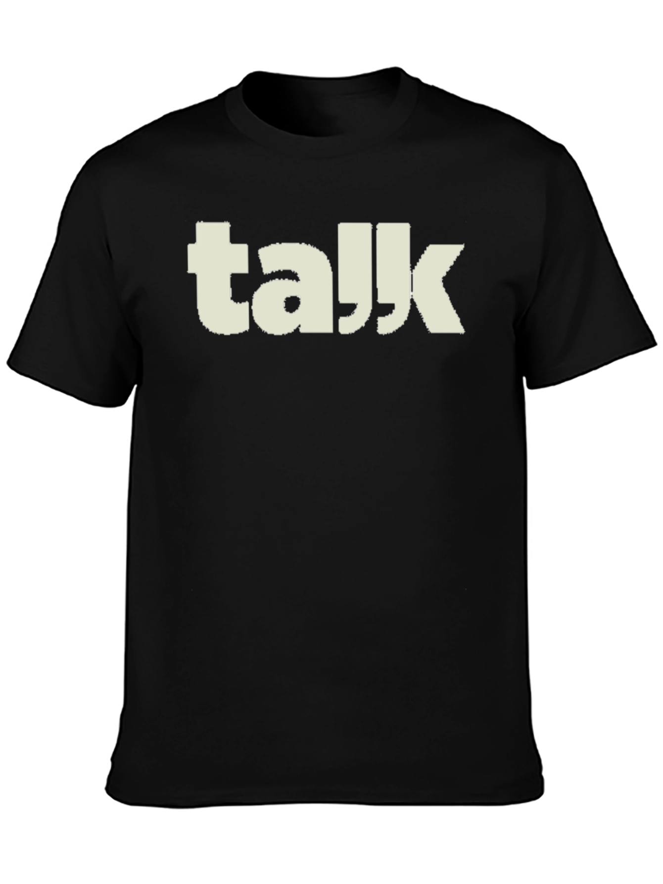 Black Talk T-Shirt - Black Crew Neck Graphic Tee view 3