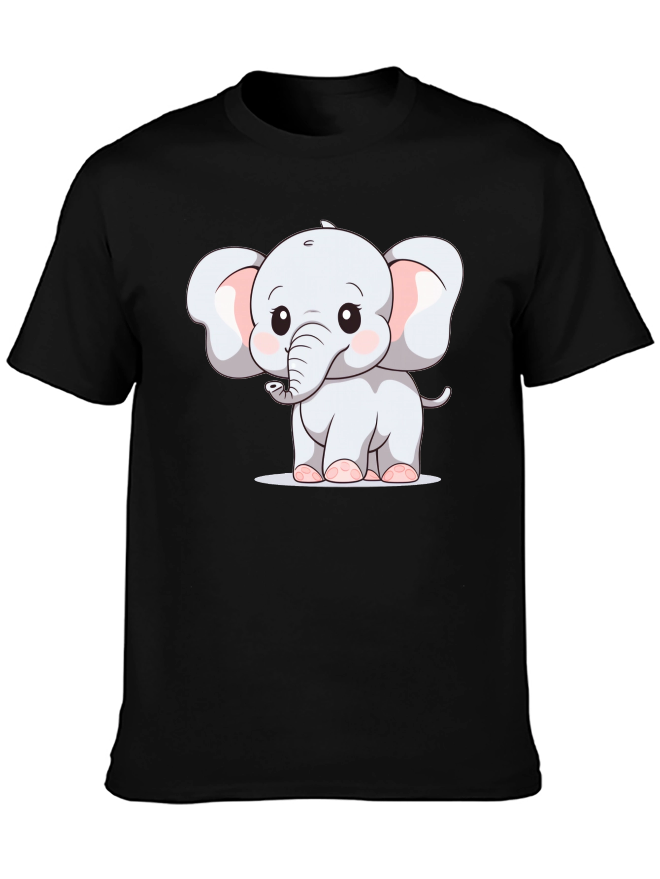 Black Cute Elephant Graphic Tee - Black view 3