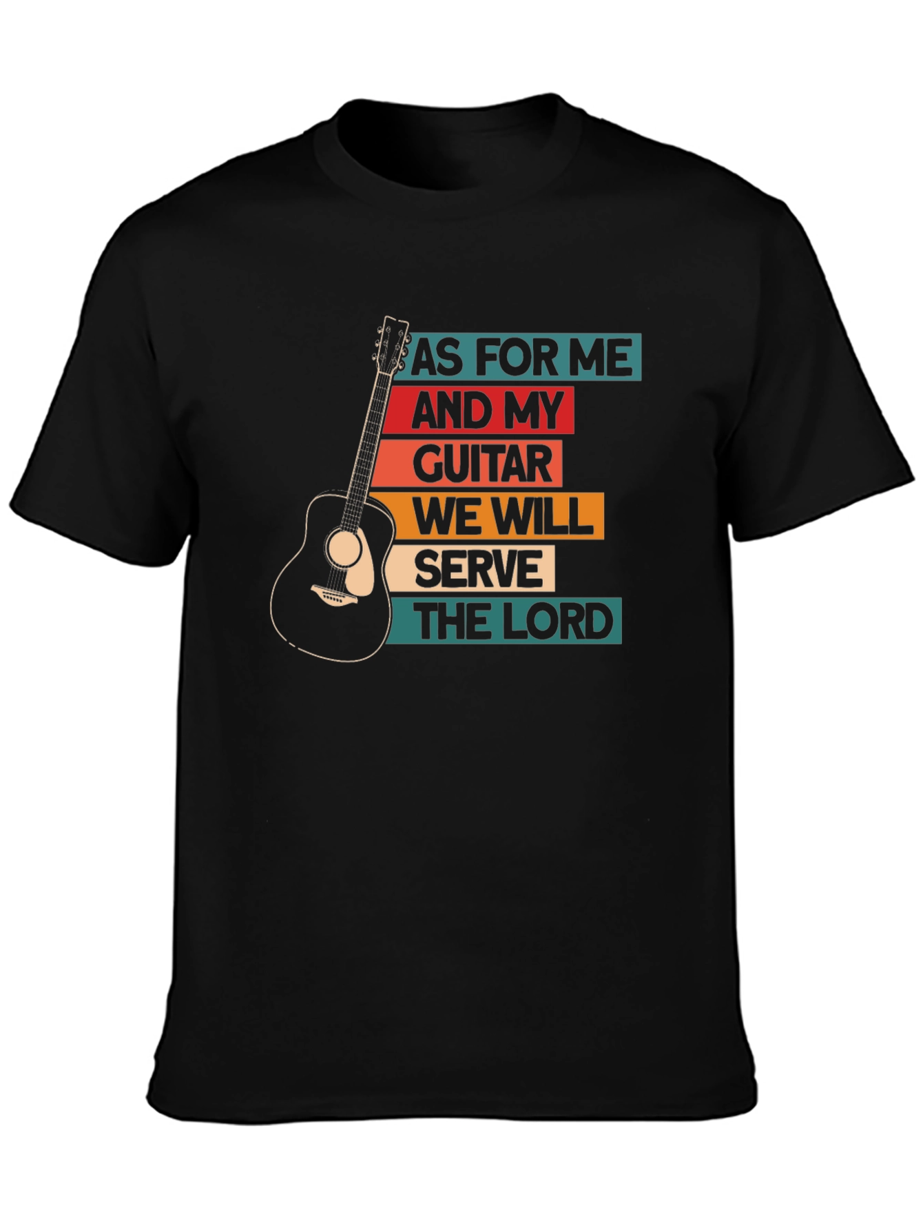 Black Guitar Serve the Lord Graphic Tee view 3